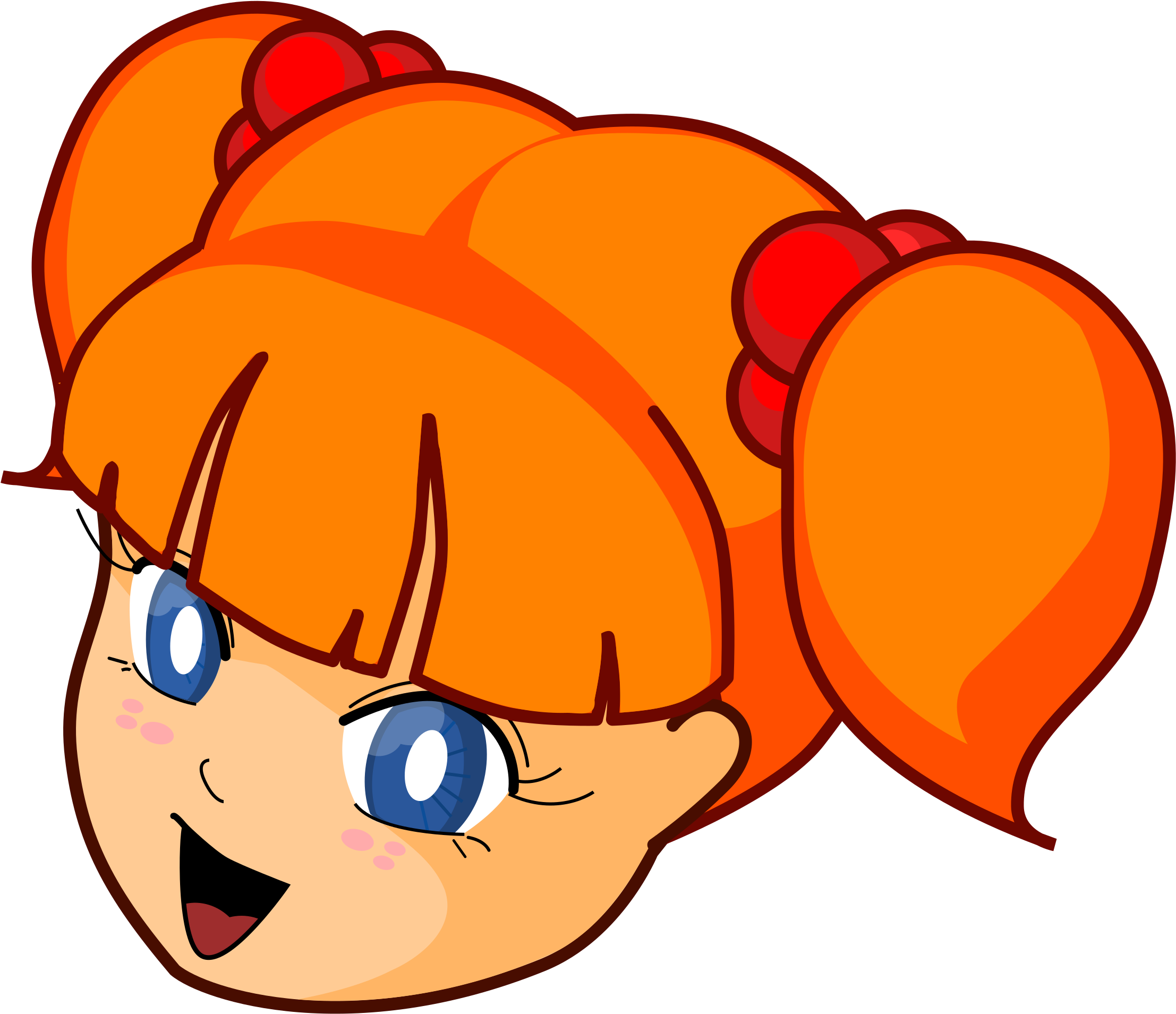 Animerte rødhårede jenta smiler.PNG Bakgrunner