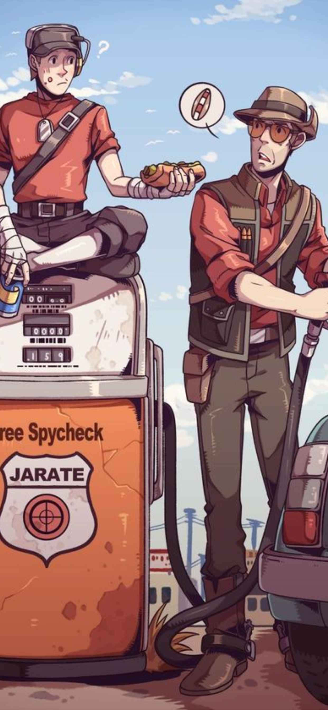 Animerte Scout og Sniper iPhone XS Max Team Fortress 2-bakgrunnsbilde Bakgrunner