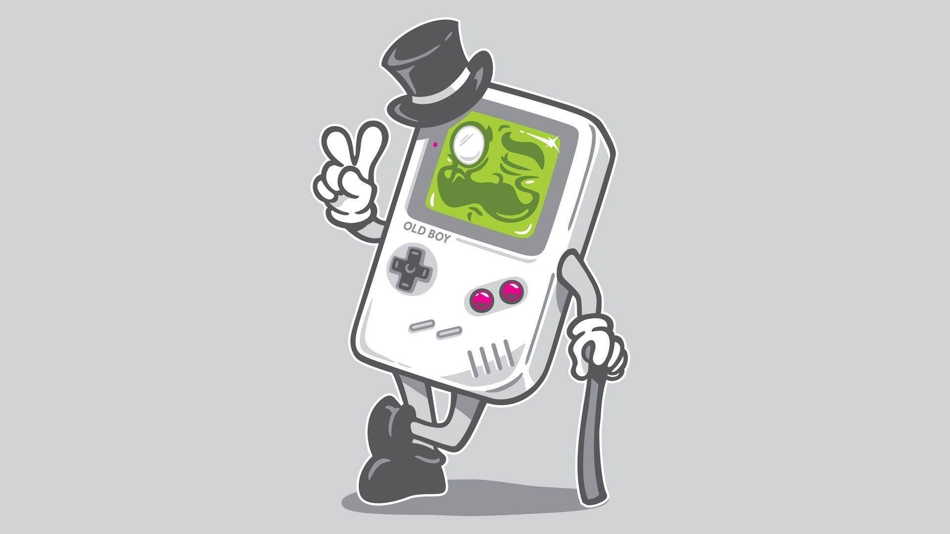 Antropomorf Game Boy-parodi kunst Bakgrunner