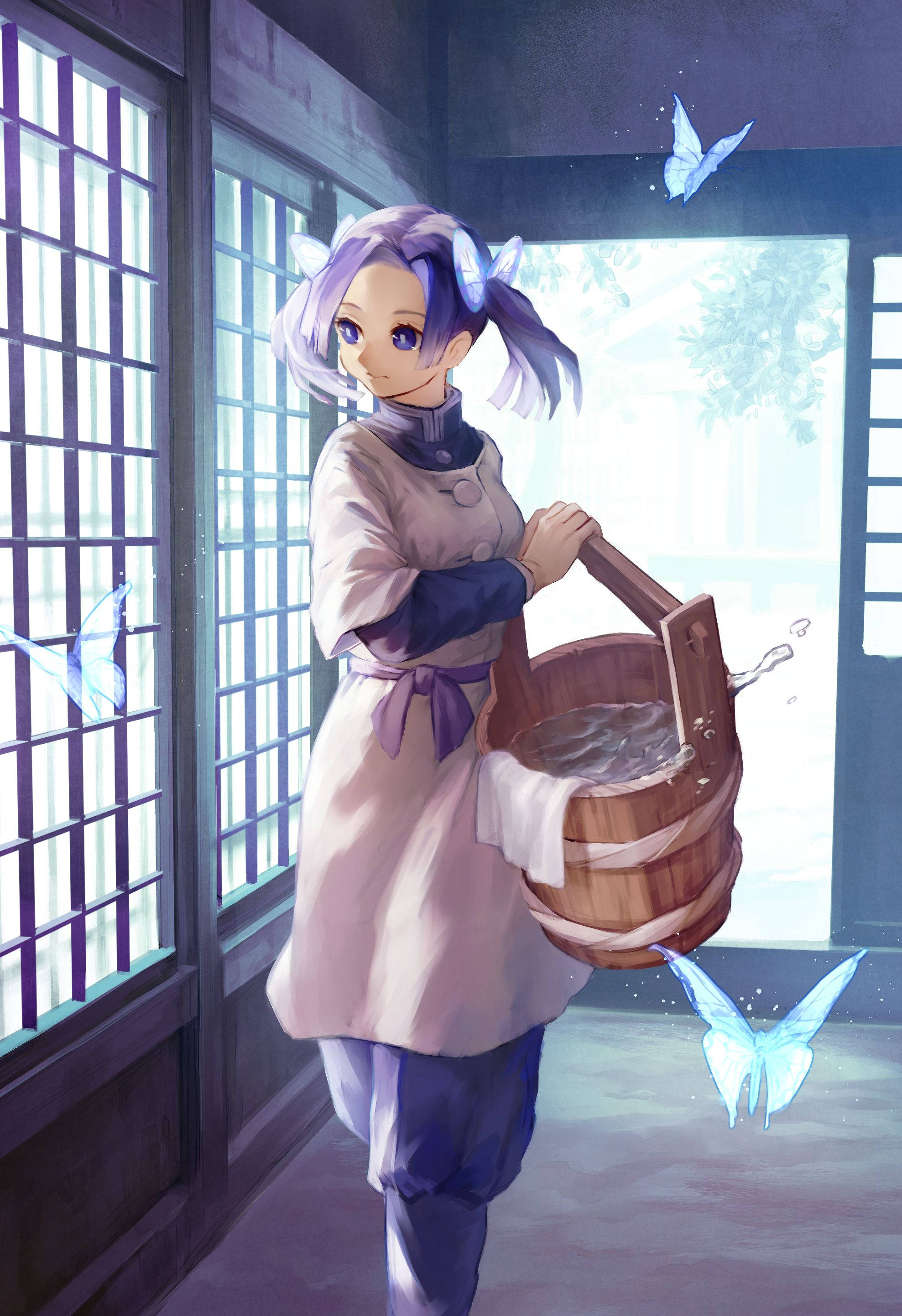 Aoi Kanzaki med sommerfugler kunstverk Bakgrunner