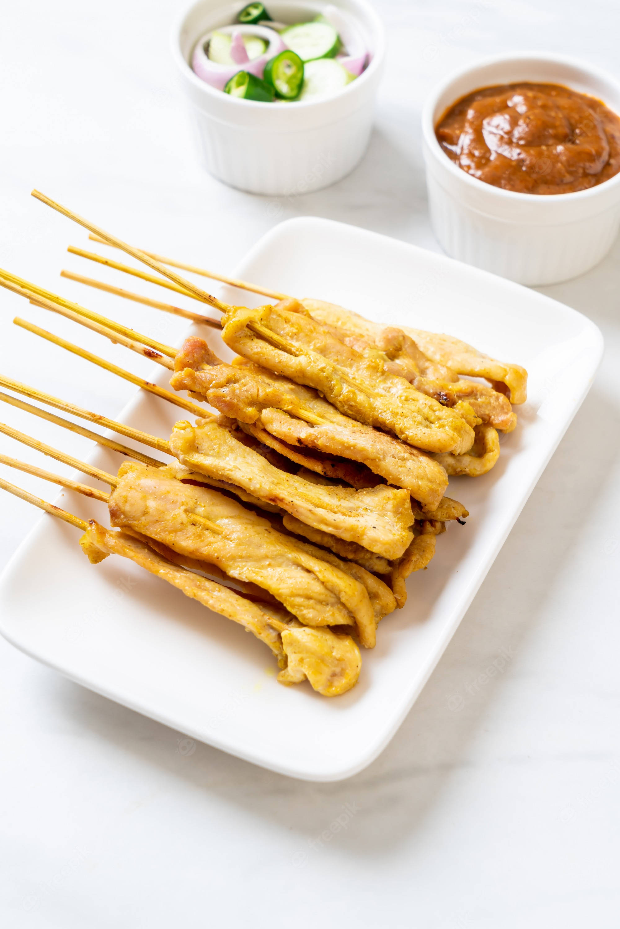 Appetittvekkende kyllingsatay asiatisk mat Bakgrunner