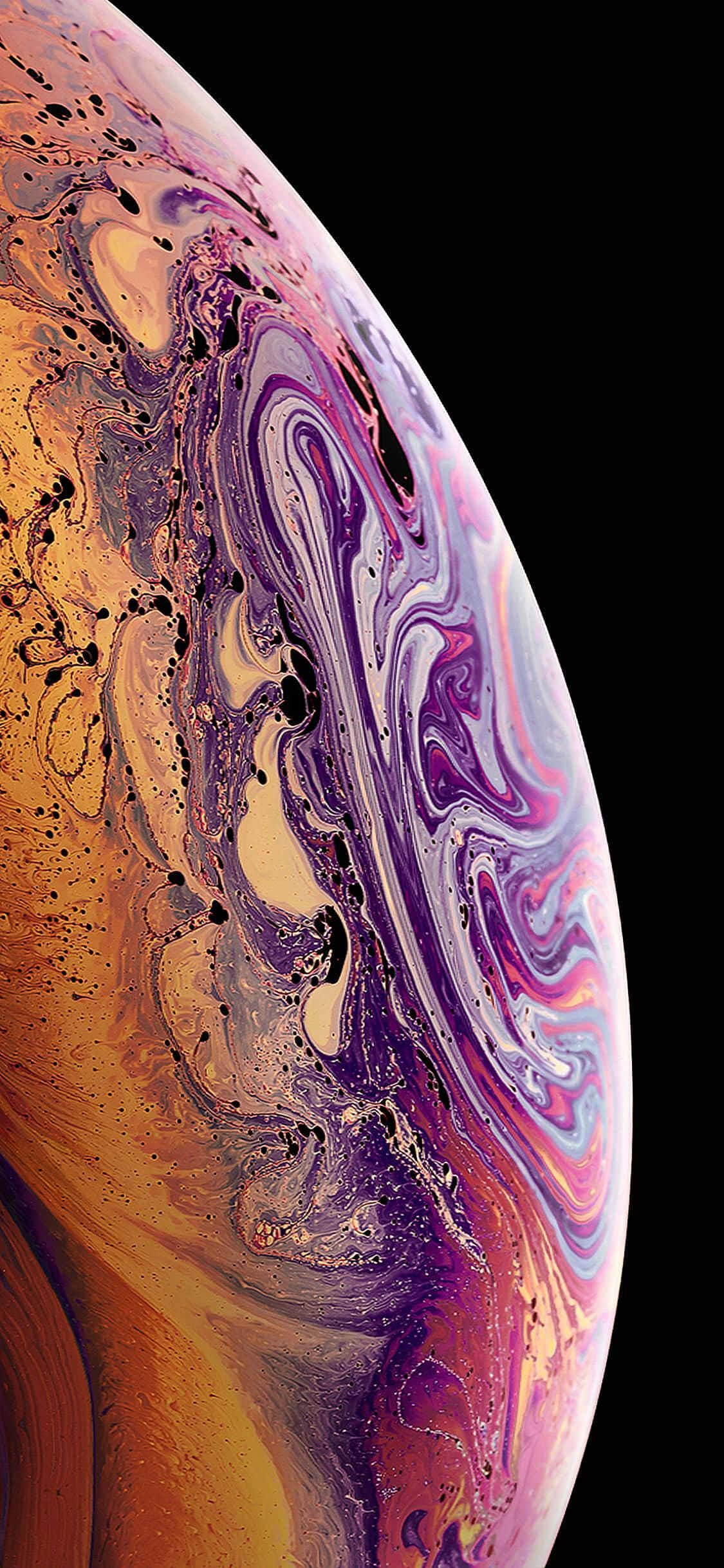 Apple iPhone XS Lilla gradientbobler Bakgrunner