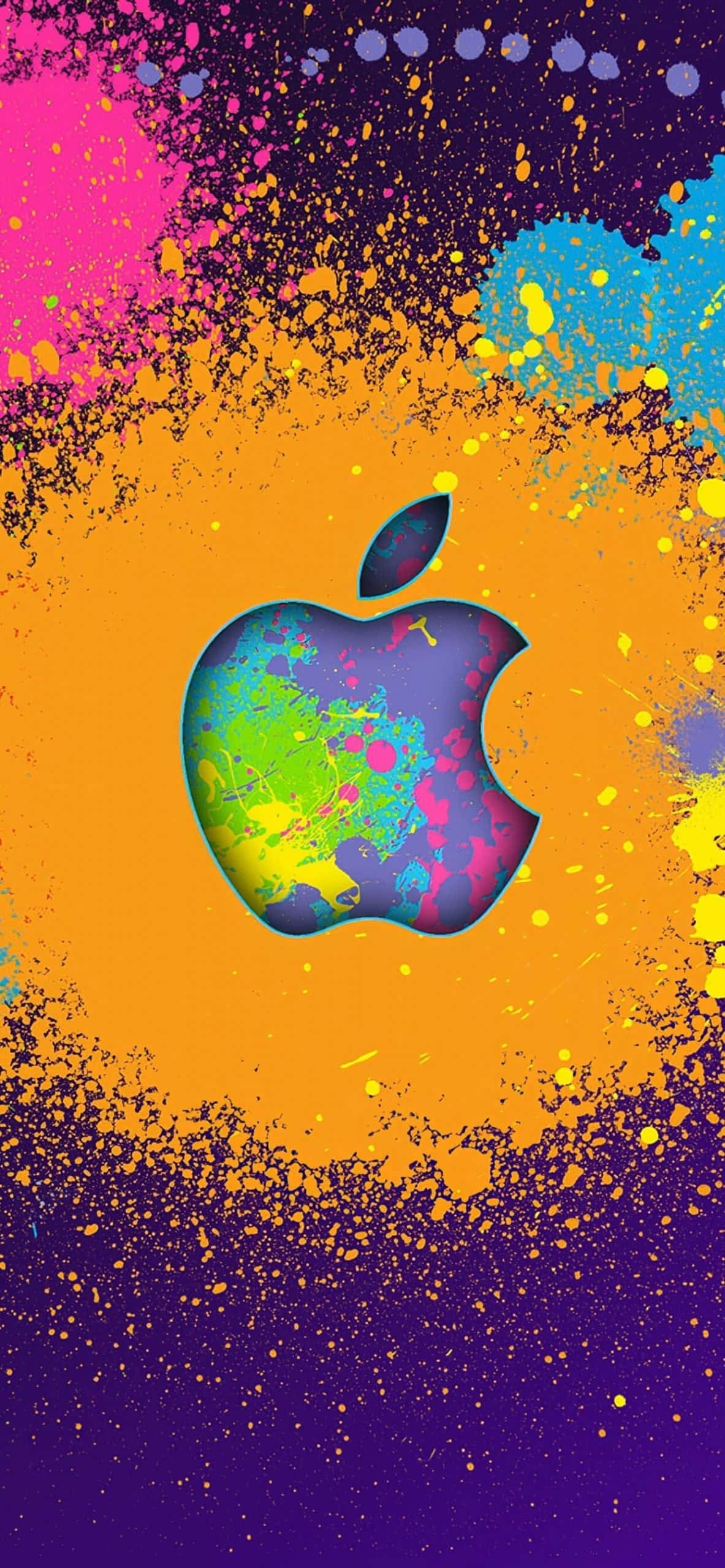 Apple Logo Fargesprut iPhone XS Bakgrunner