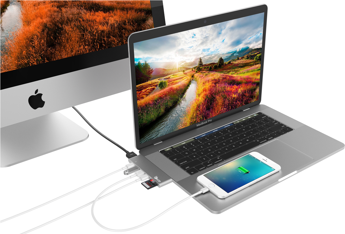 Apple MacBook Pro med iPhone og Mac-oppsett Bakgrunner