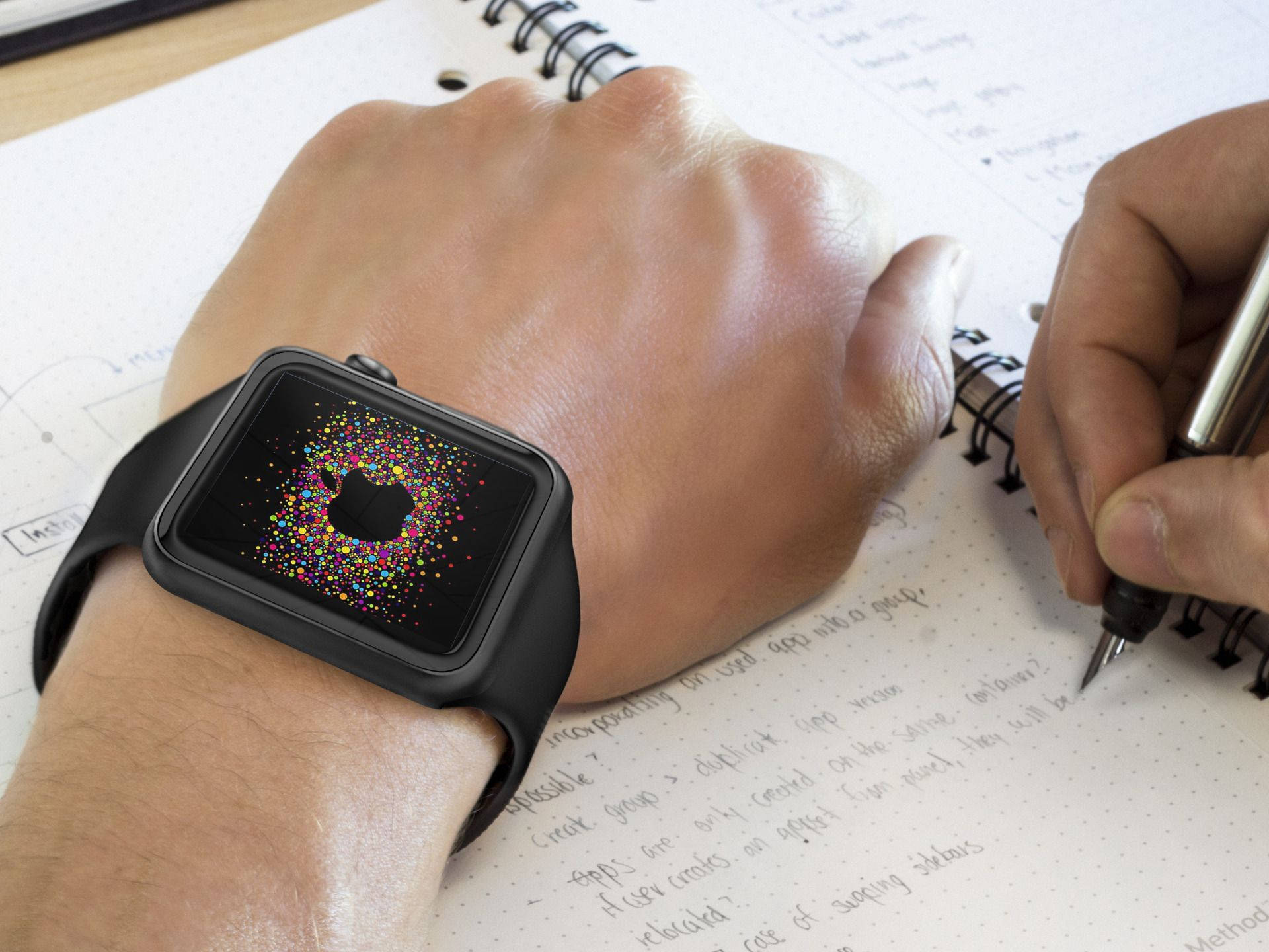 Apple Watch med svart silikonbånd Bakgrunner