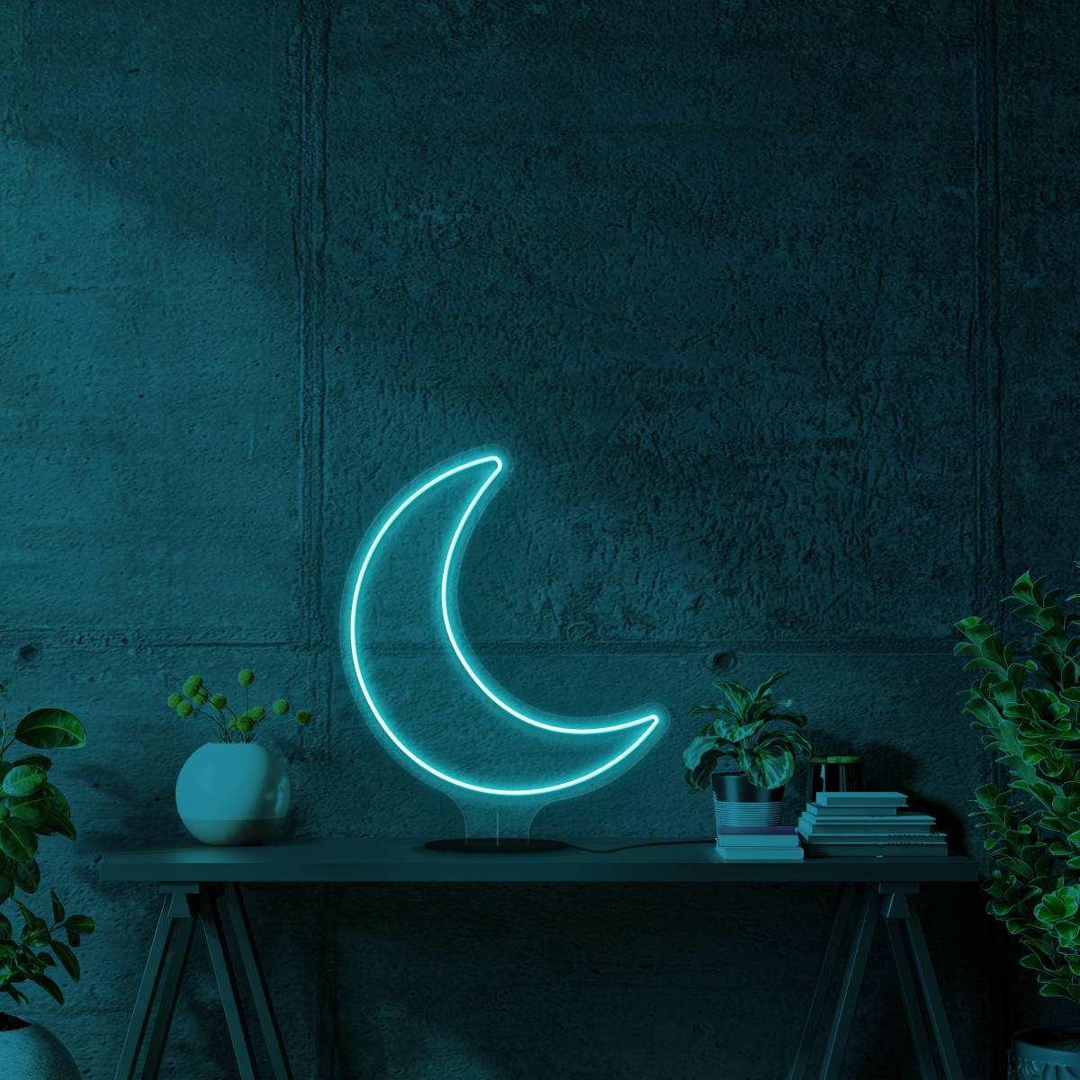 Aqua Neon Måne Bakgrunner
