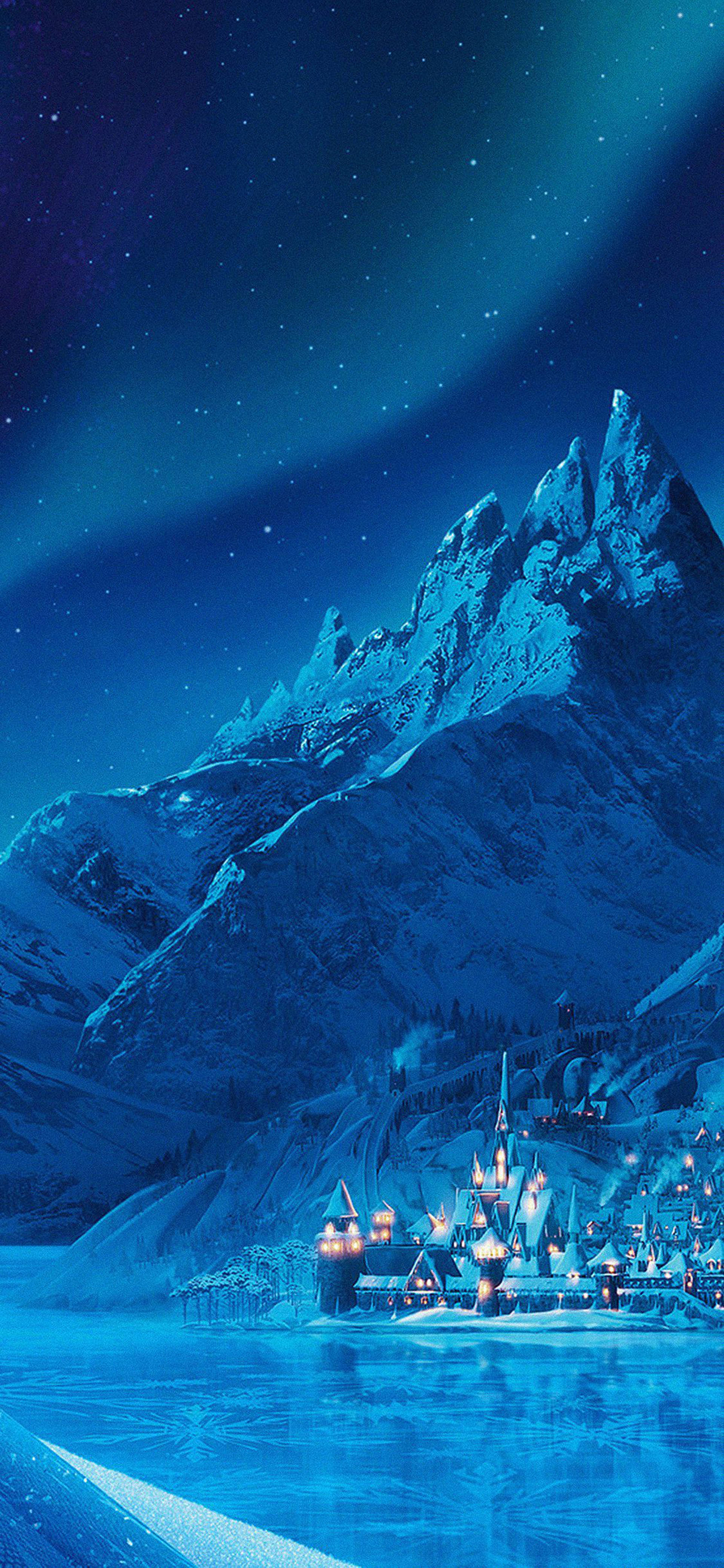 Arendelle frosset slott fjell Bakgrunner