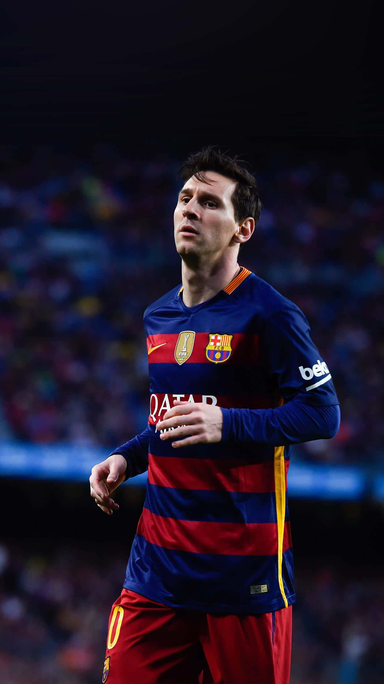 Argentinsk fotballstjerne Lionel Messi er ansiktet til den nye iPhone Bakgrunner