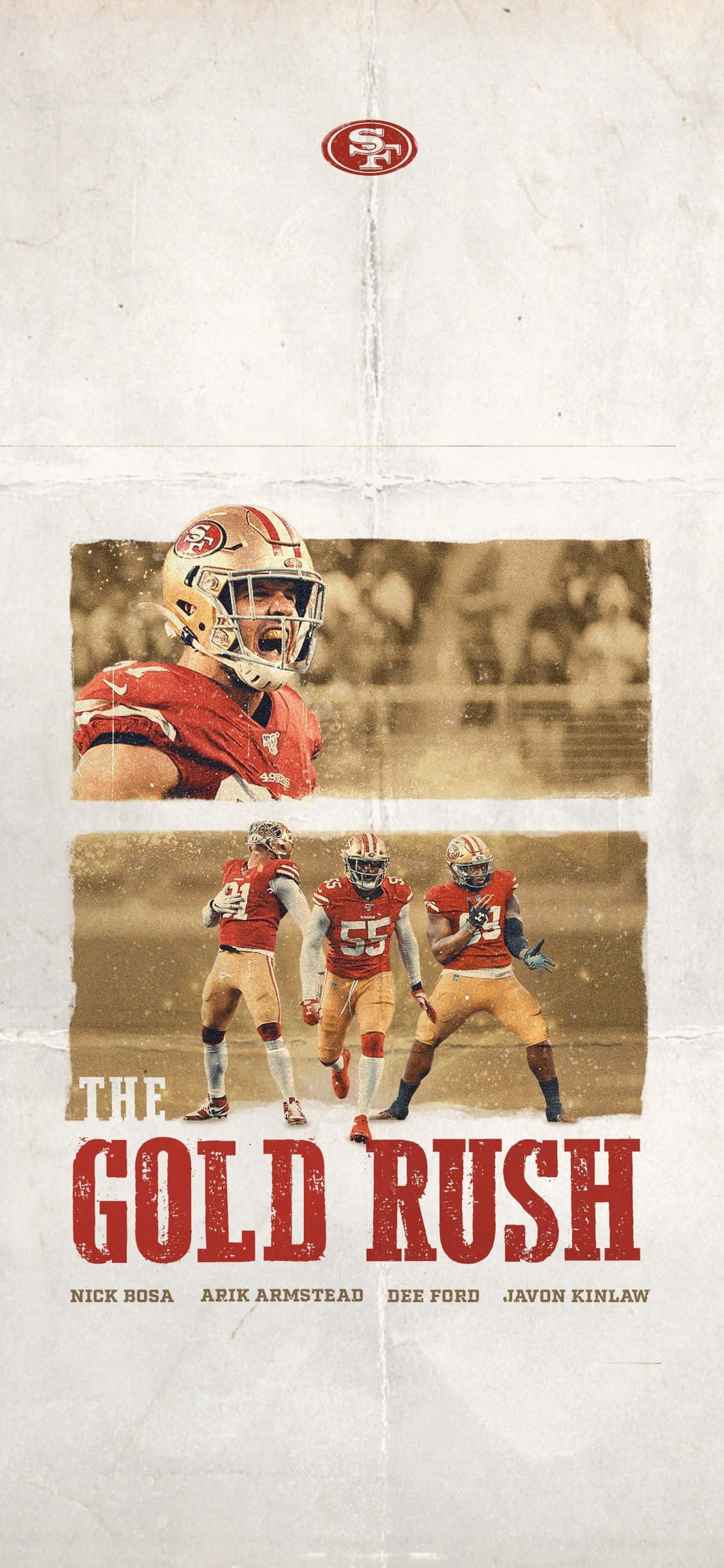 Arik Armstead i Gold Rush plakaten Bakgrunner