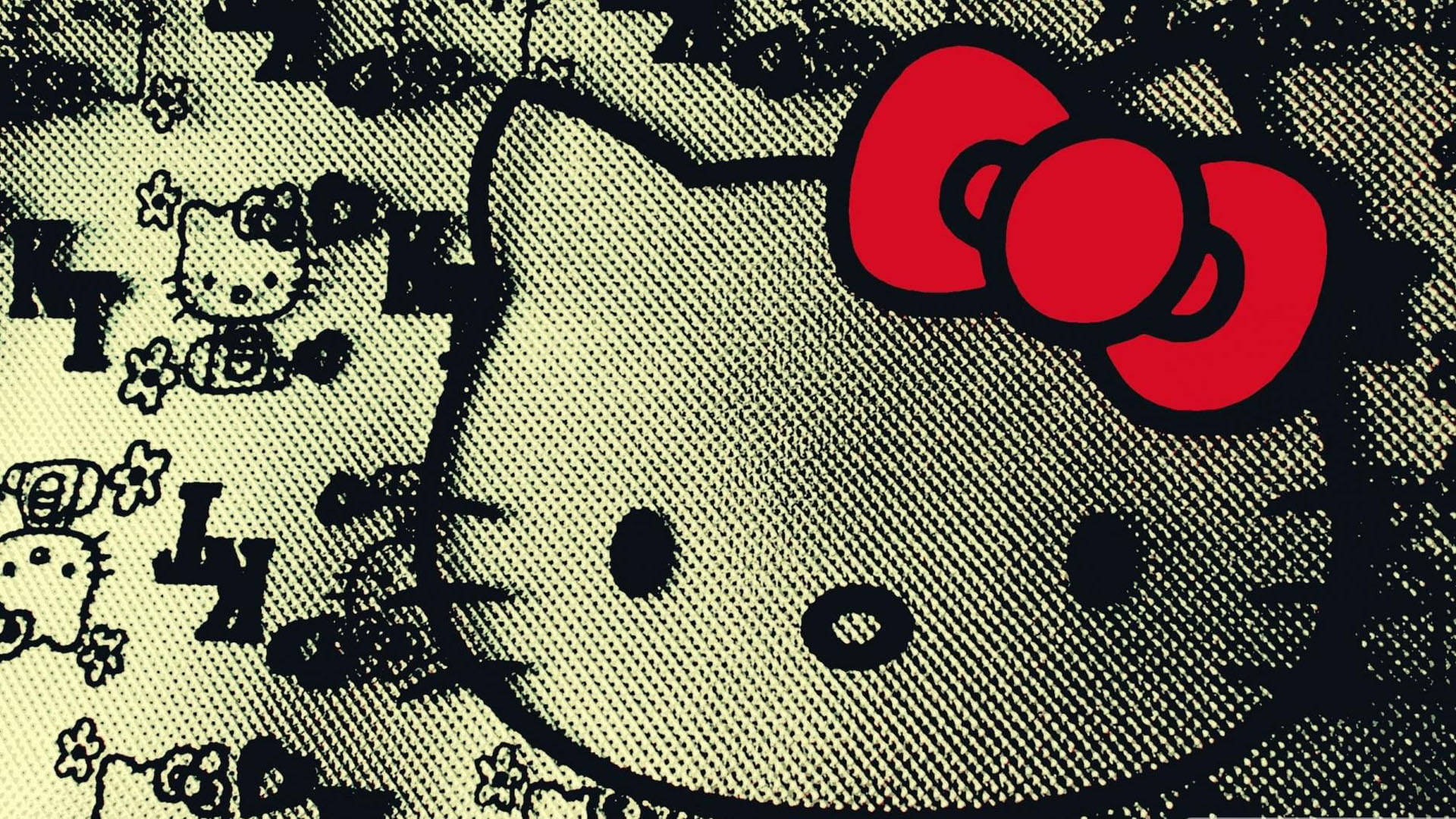 Artistisk svart Hello Kitty-bakgrunn Bakgrunner