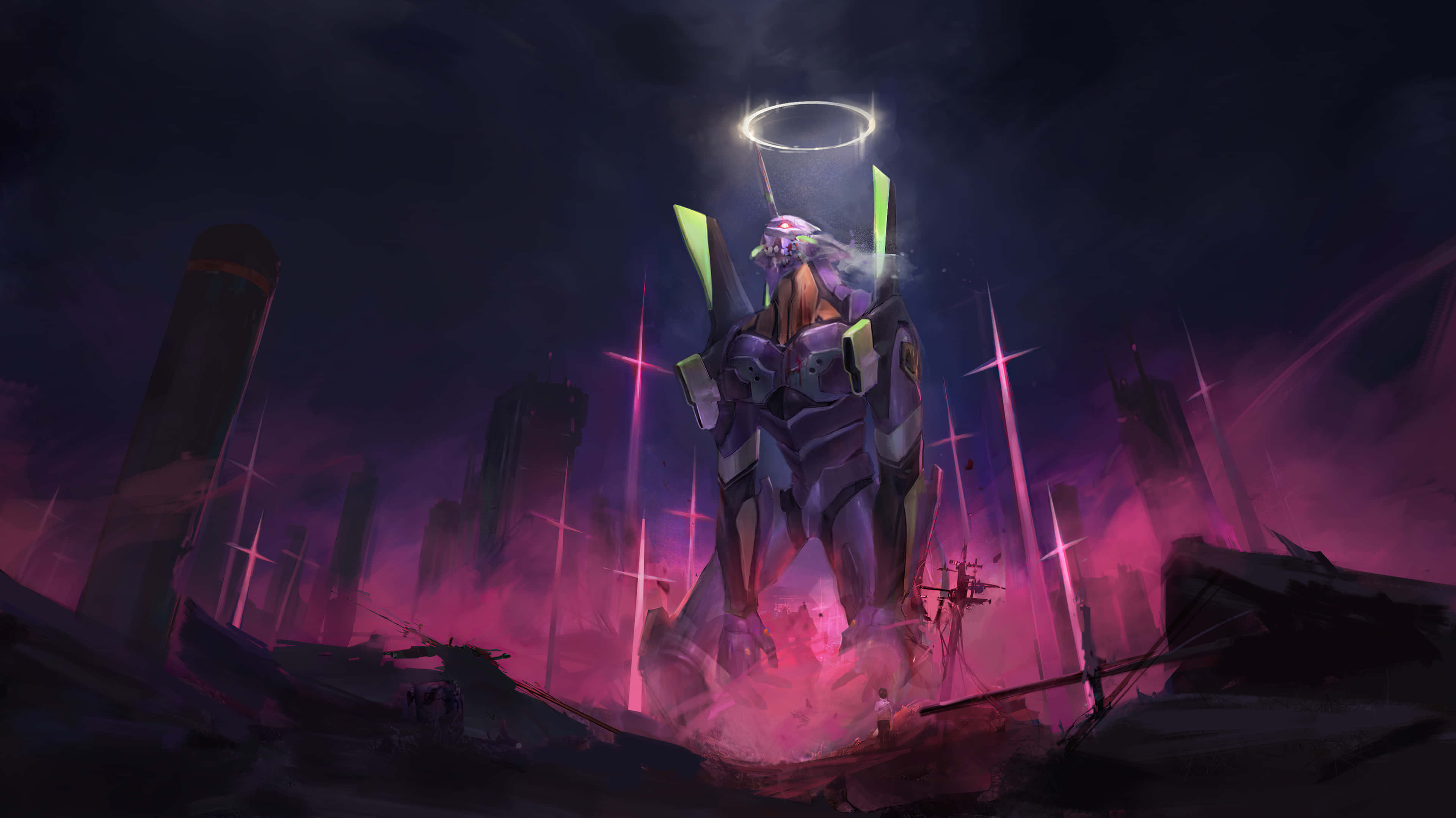 Asuka og Rei fra Neon Genesis Evangelion Bakgrunner