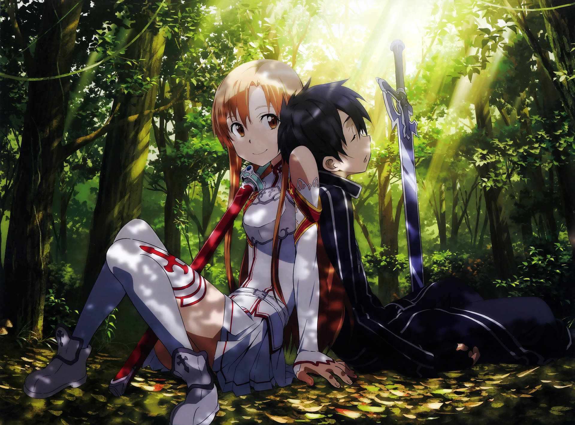 Asuna og Kirito anime 4k bakgrunnsbilde