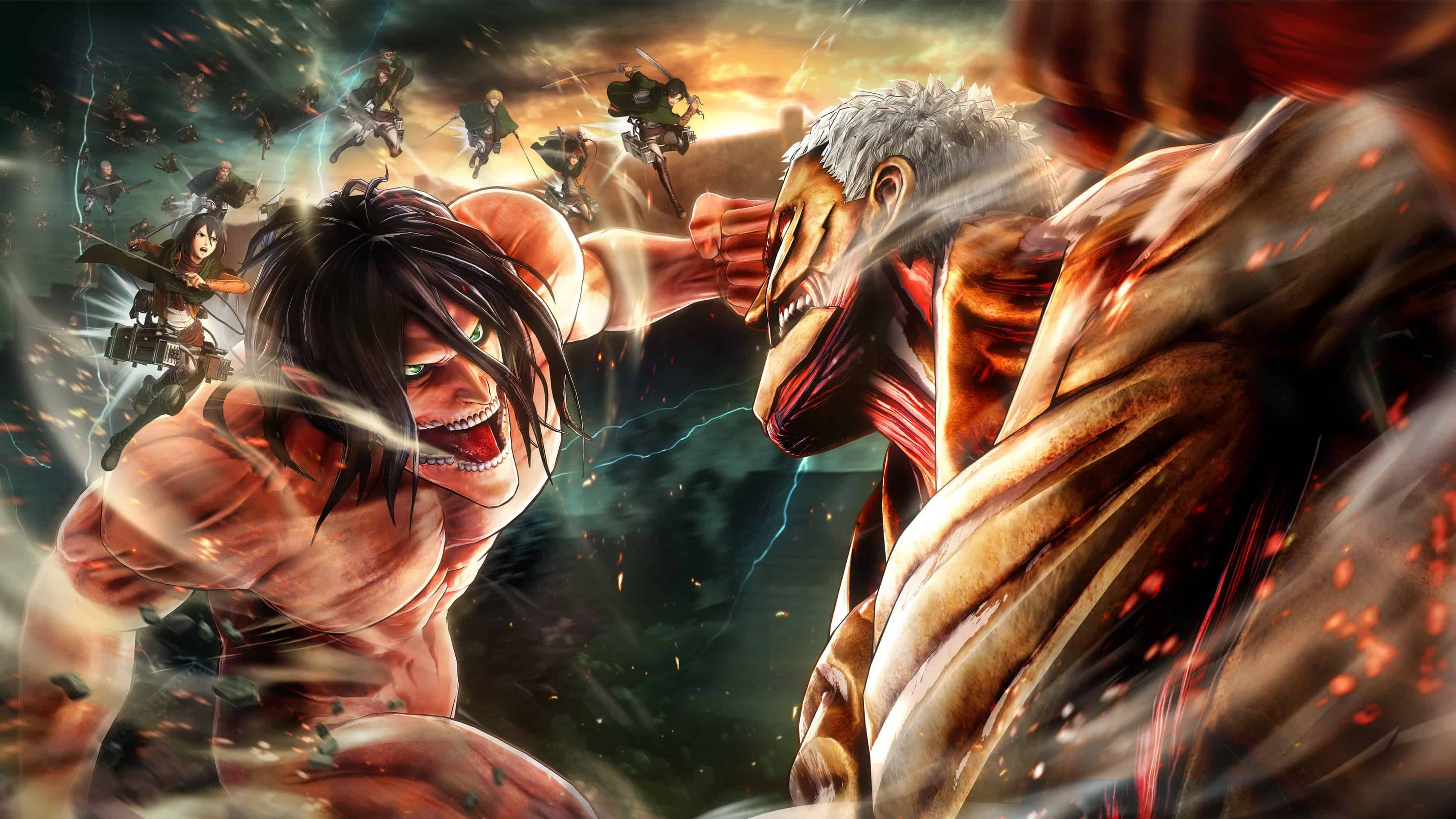 Attack On Titan 4K Titan Fight Bakgrunner