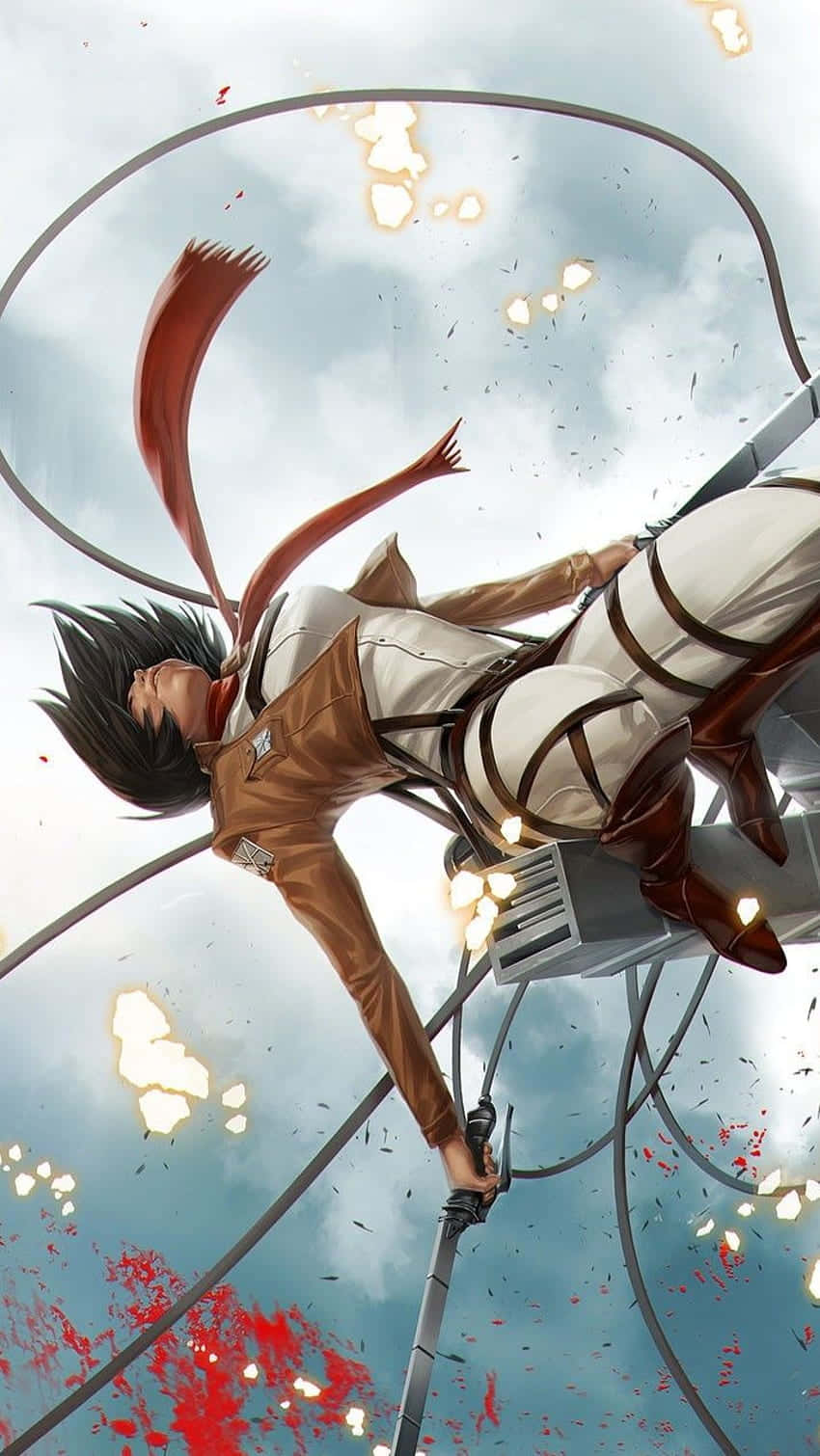 Attack On Titan Anime Mikasa Ackerman Fallende Bakgrunner