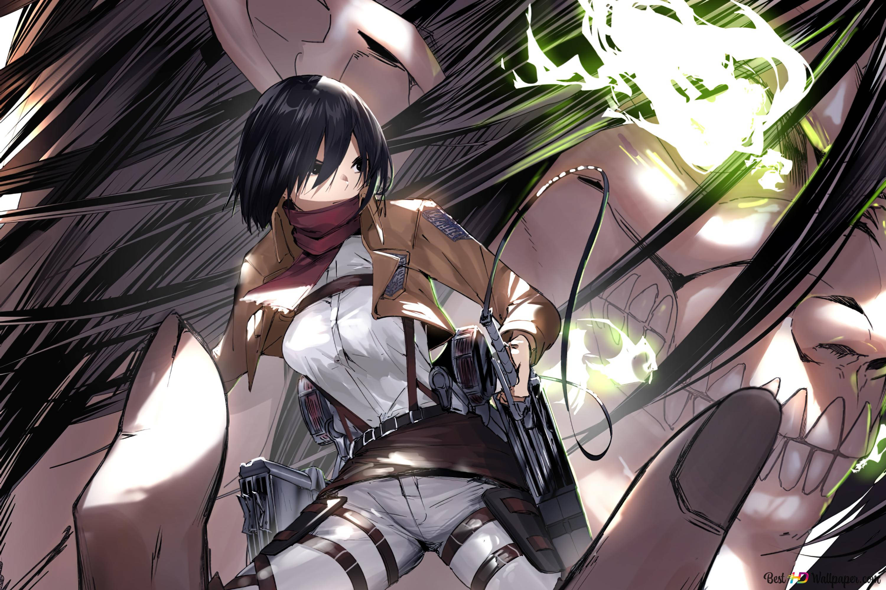 Attack on Titan Titan Eren som bærer Mikasa Bakgrunner