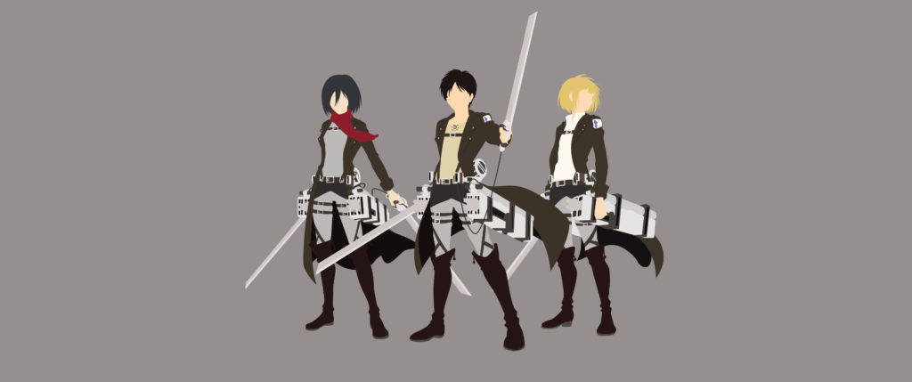 Attack on Titan Trio Minimalist Anime Bakgrunner