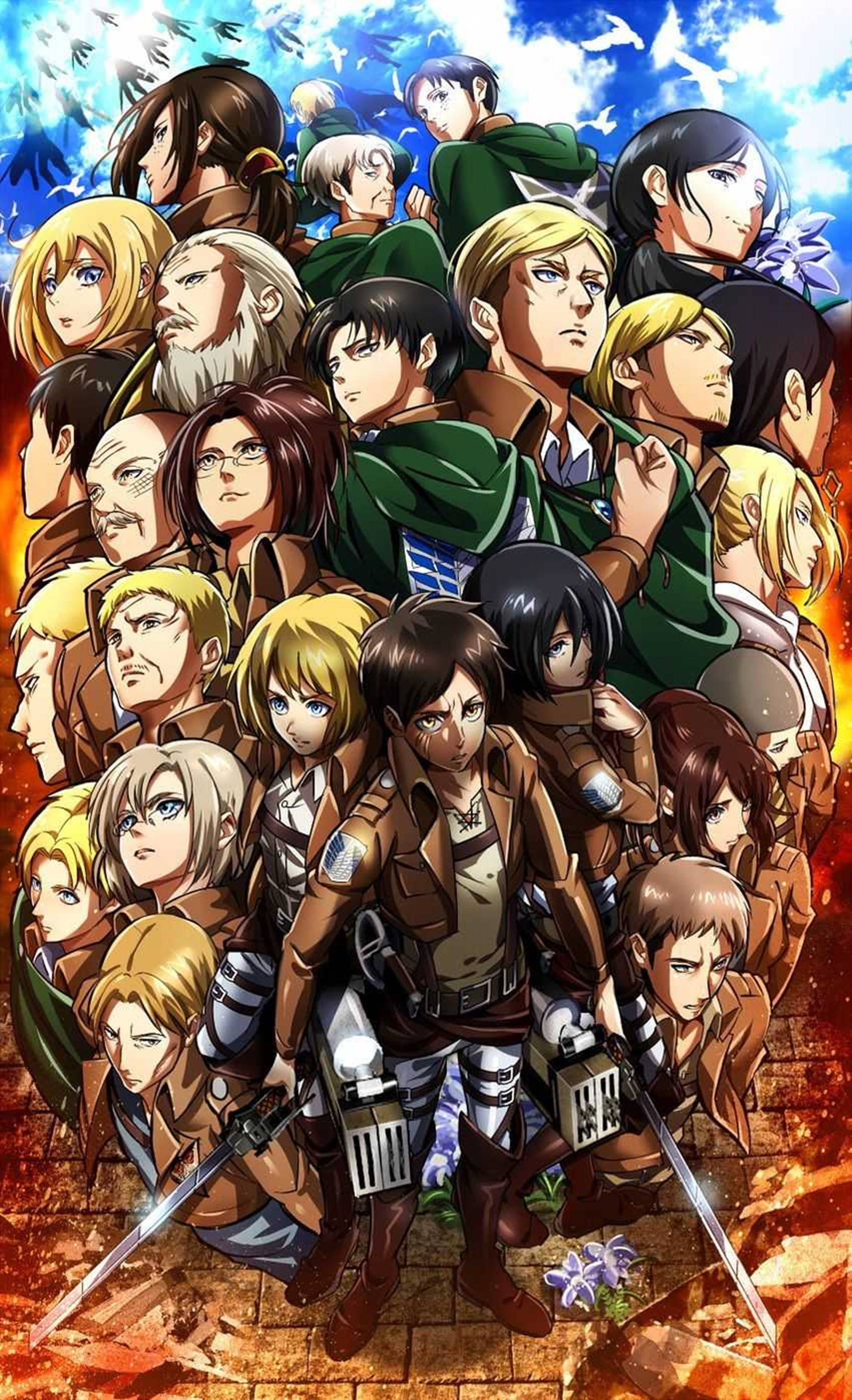 Attack on Titans 4K Hovedrollebesetning Bakgrunner