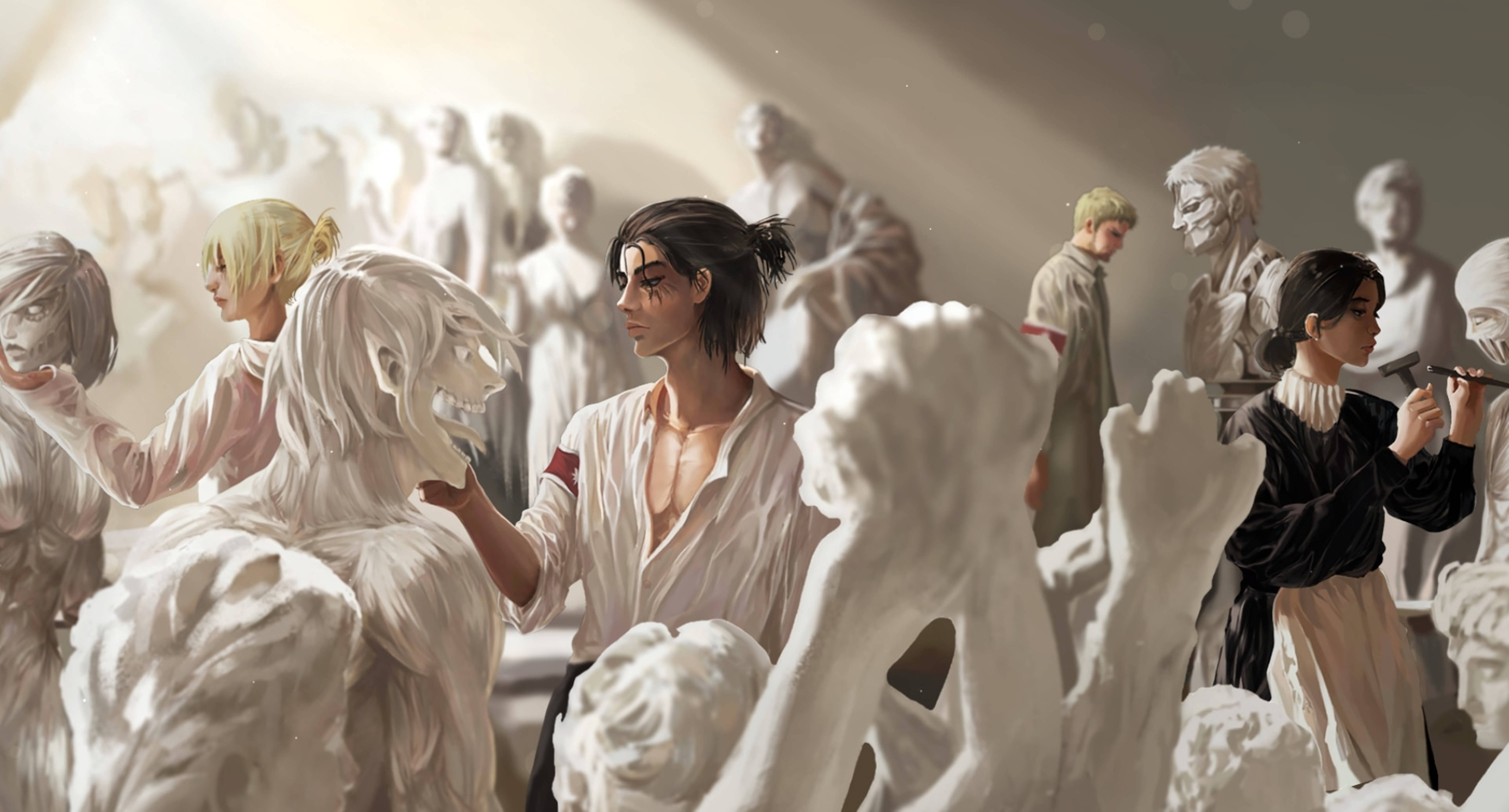 Attack On Titans 4K Steinskulptur