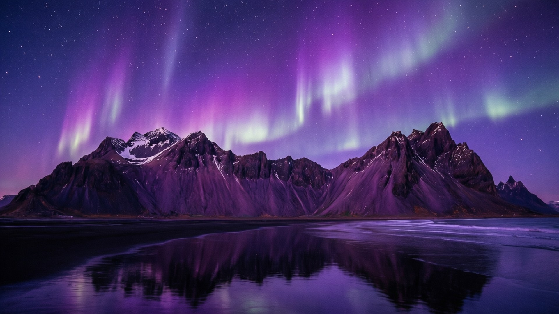 Aurora over lilla fjell Bakgrunner