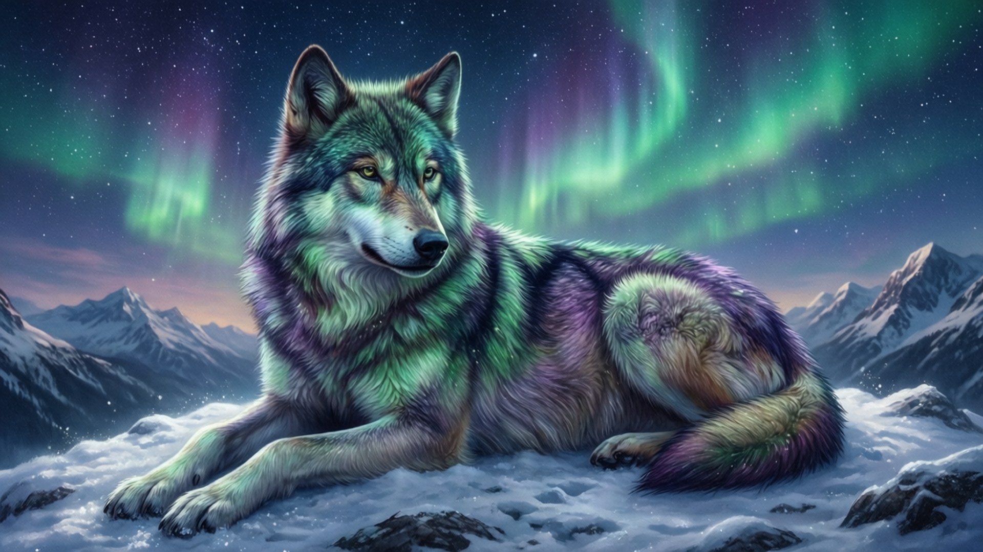 Auroraulv i hvile Bakgrunner
