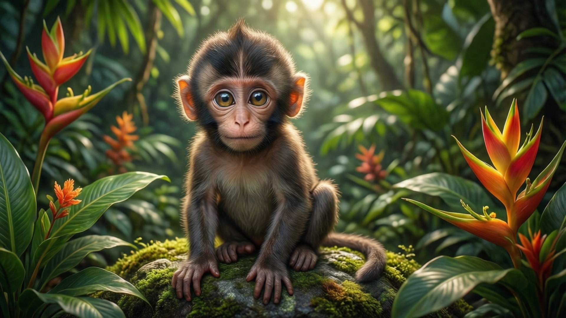 Babyape i jungelen Bakgrunner