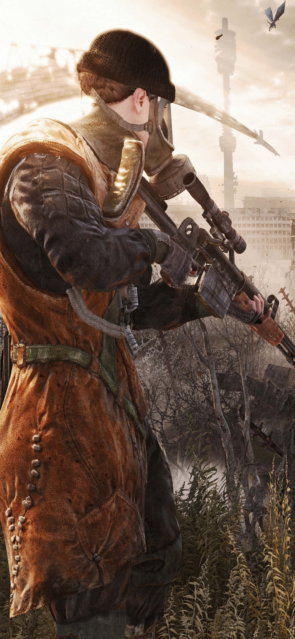 Bakfra av Jeger iPhone X Metro Last Light Bakgrunn Bakgrunner