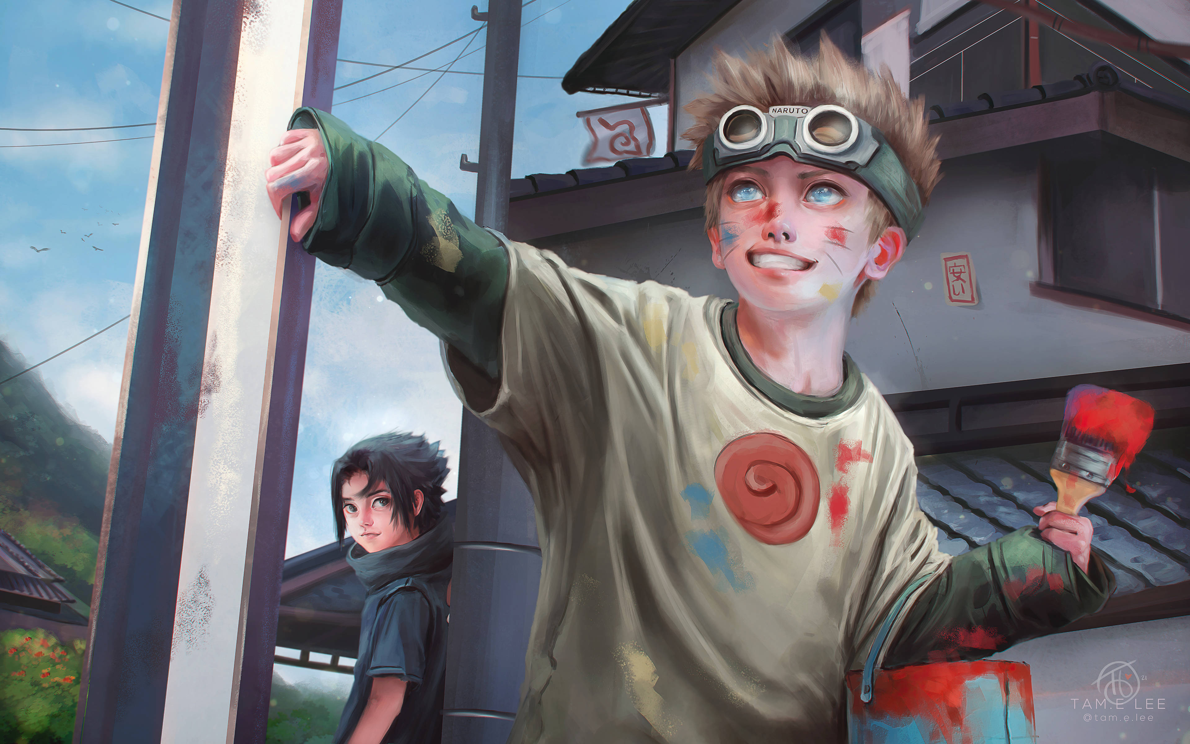 Barndomsvennene Naruto og Sasuke Bakgrunner