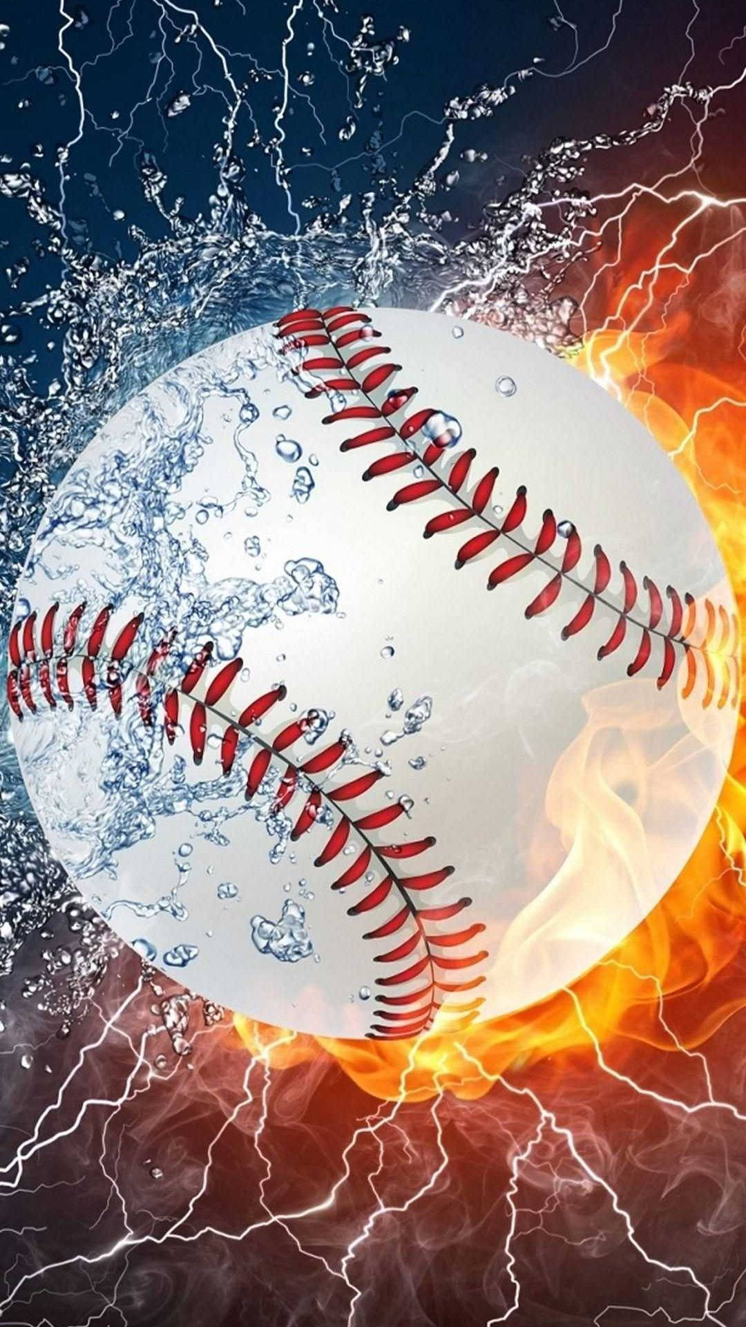 Baseball i brann Sports iPhone Bakgrunner