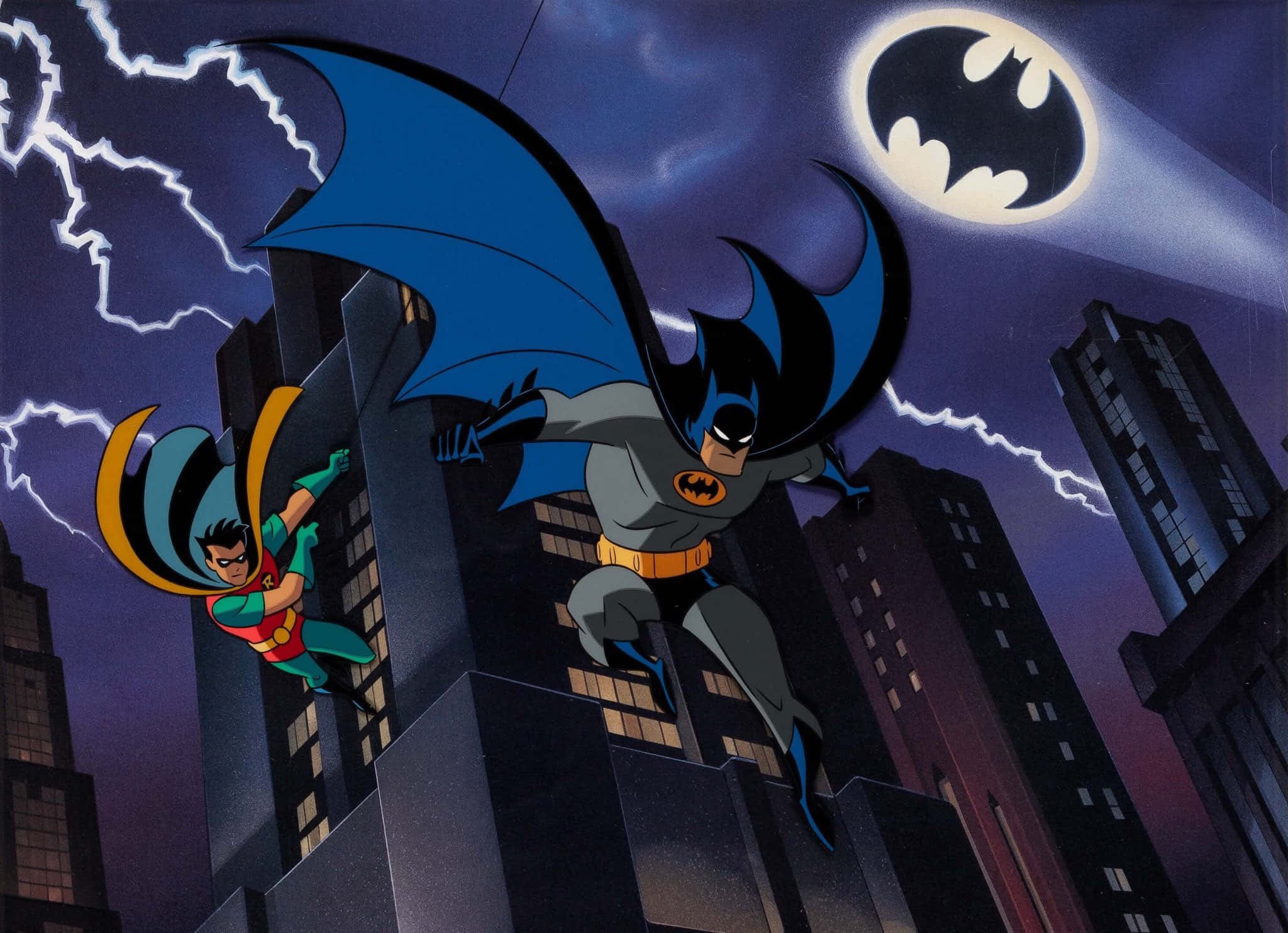 Batman Animerte Serie Bat-Signal Robin Bakgrunner