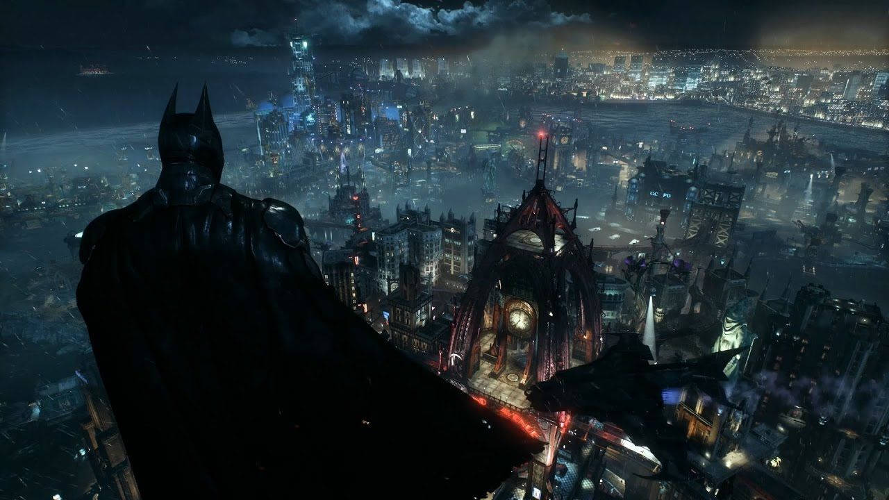 Batman utsikt over Gotham bakgrunnsbilde