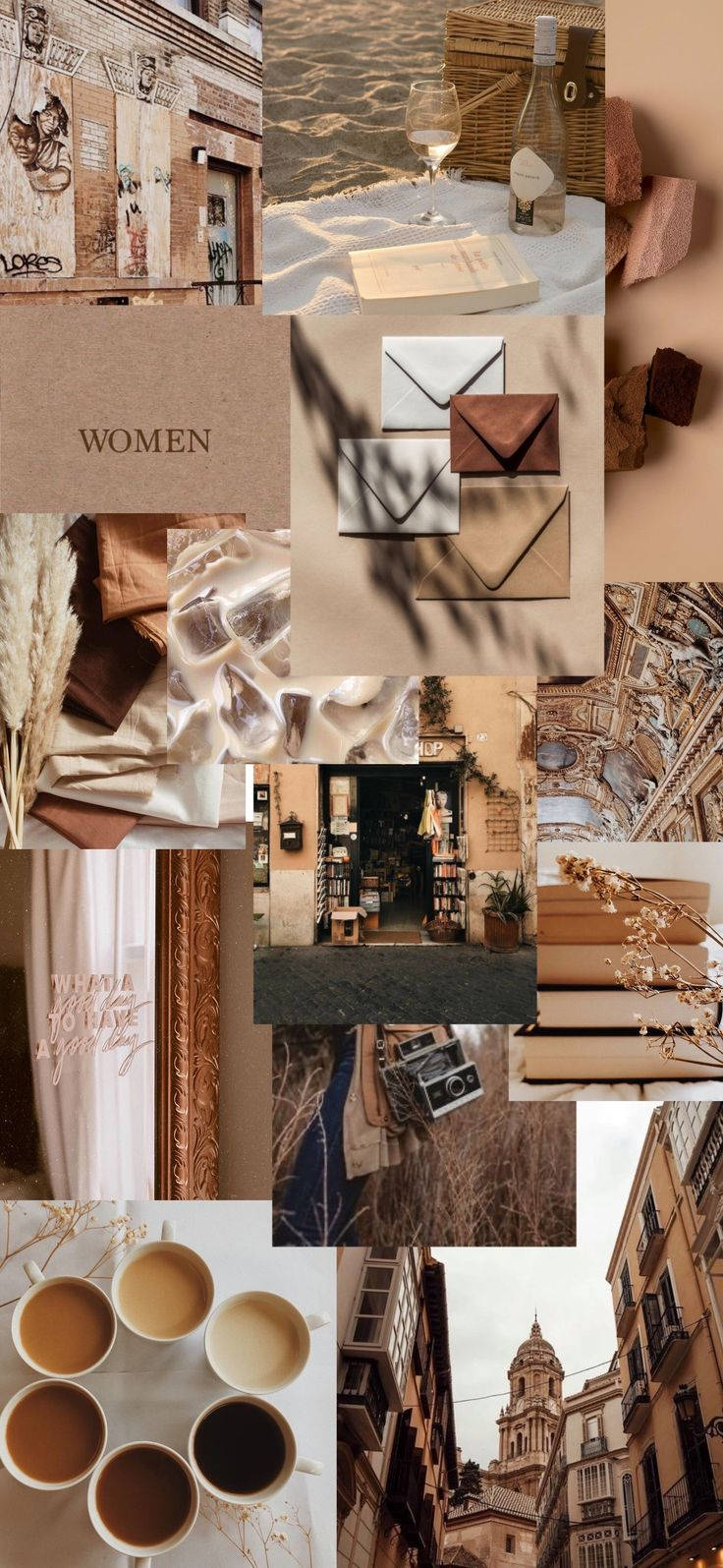 Beige Brun Aestetisk Collage Bakgrunner