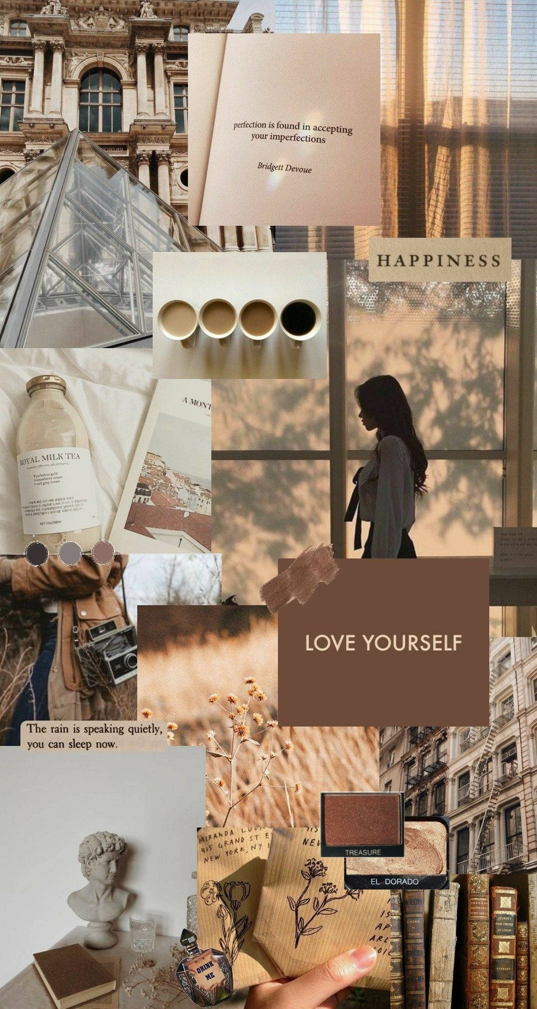 Beige Brun Aesthetic Collage Pastell Bakgrunner