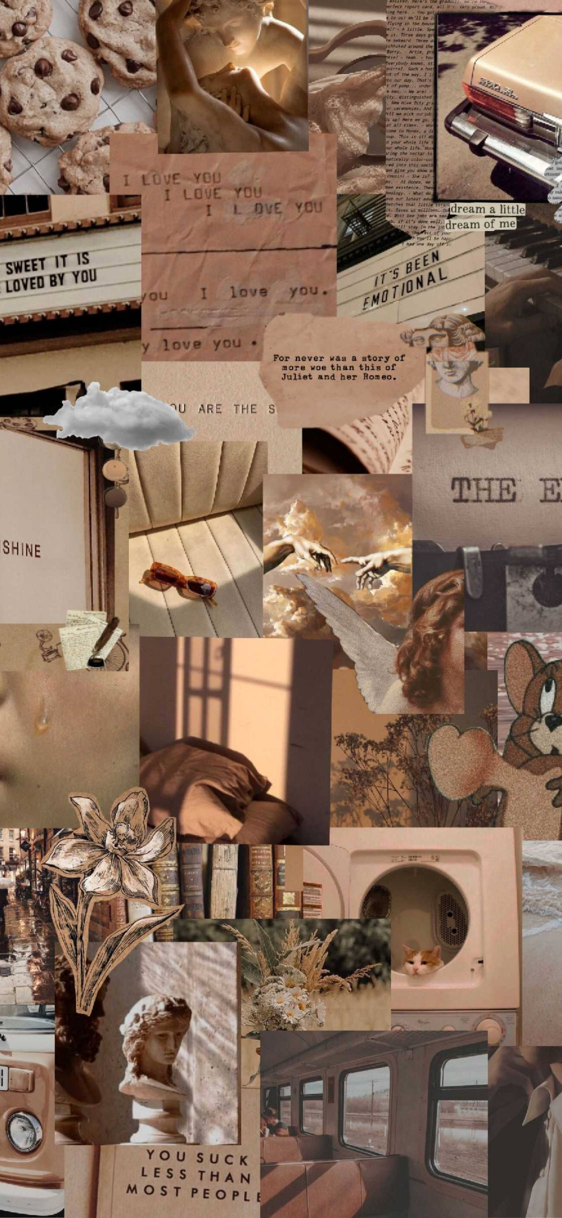 Beige brun estetisk collagekunst Bakgrunner