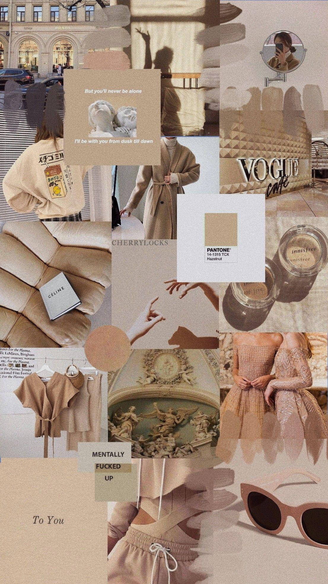 Beige Brun Estetisk Vogue Magasin Kunst Bakgrunner
