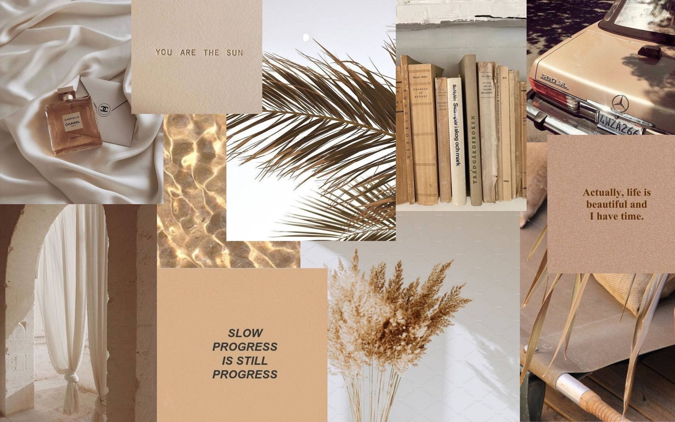 Beige estetisk collage om langsom fremgang Bakgrunner