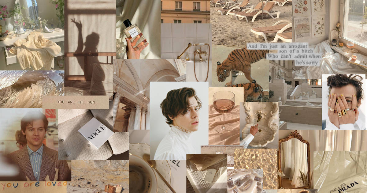 Beige estetisk Harry Styles-kollasj Bakgrunner