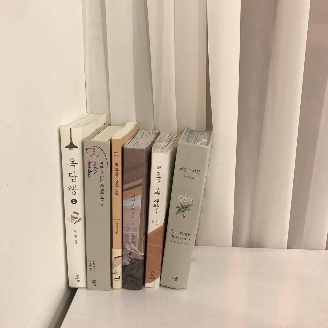 Beige estetiske koreanske bøker Bakgrunner