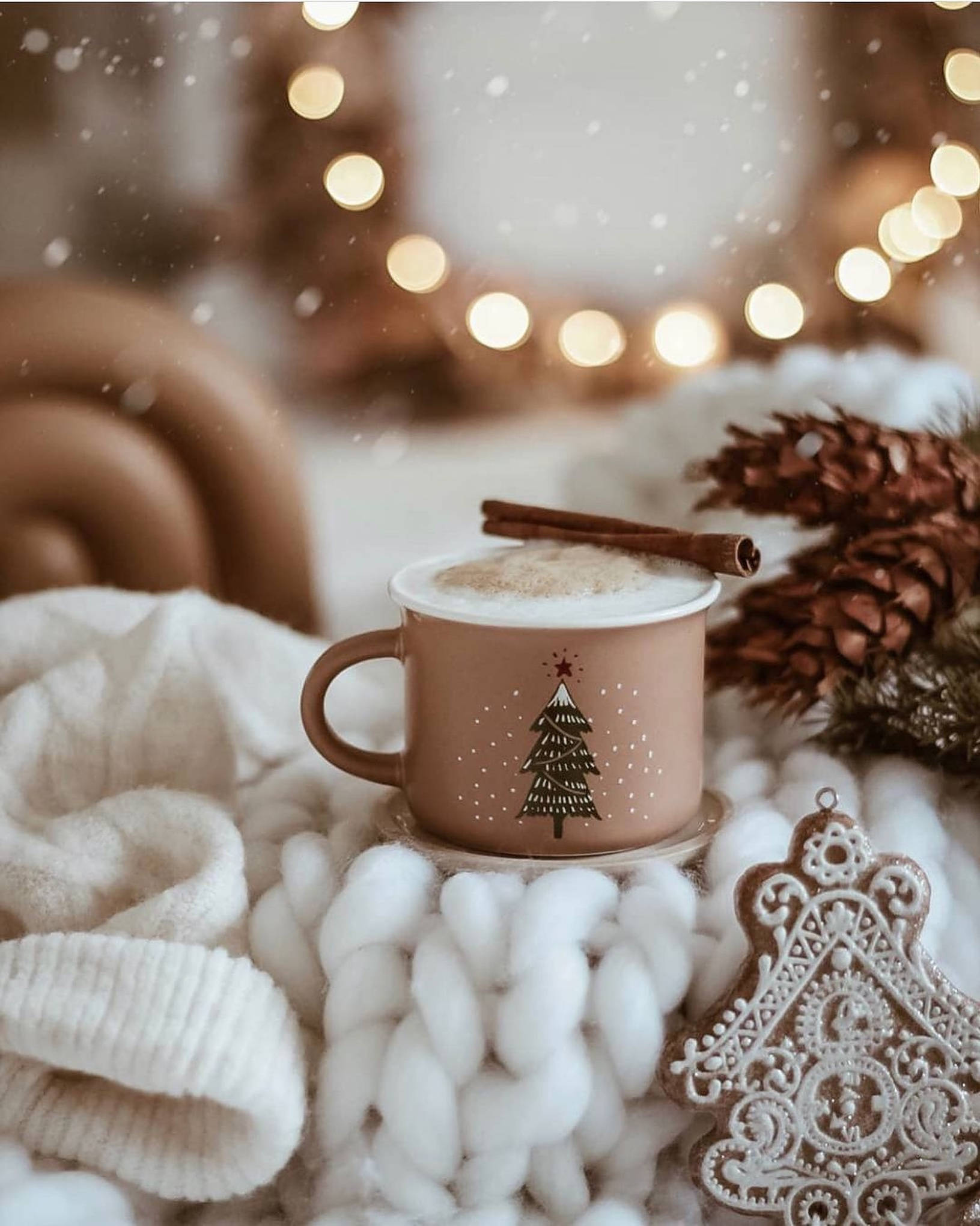 Beige koselig julestemning Bakgrunner