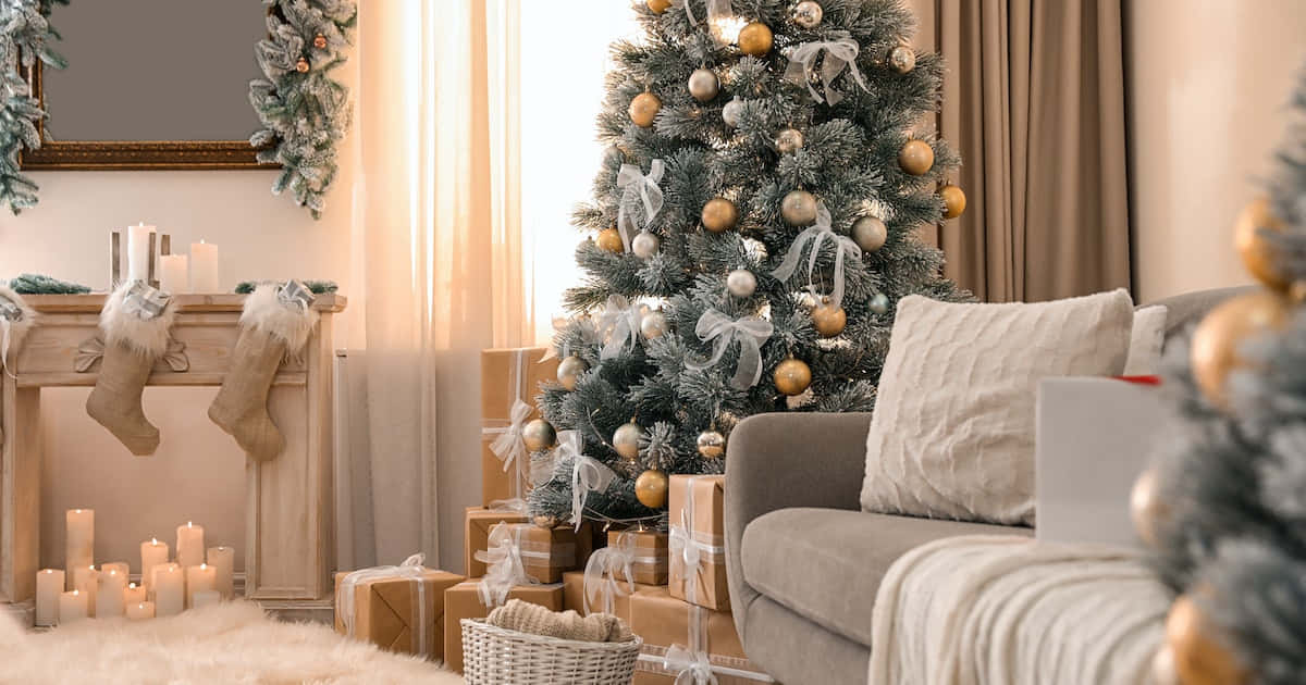 Beige tema Zoom-julebakgrunn Bakgrunner