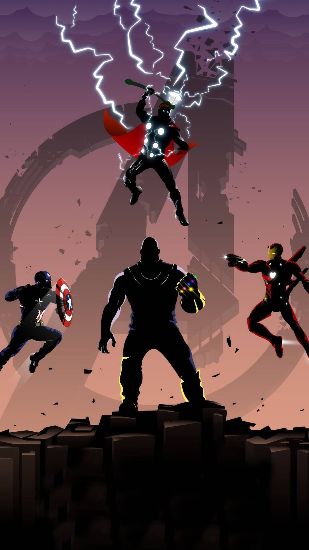 Beste Avengers Silhuett Med Thanos Bakgrunner