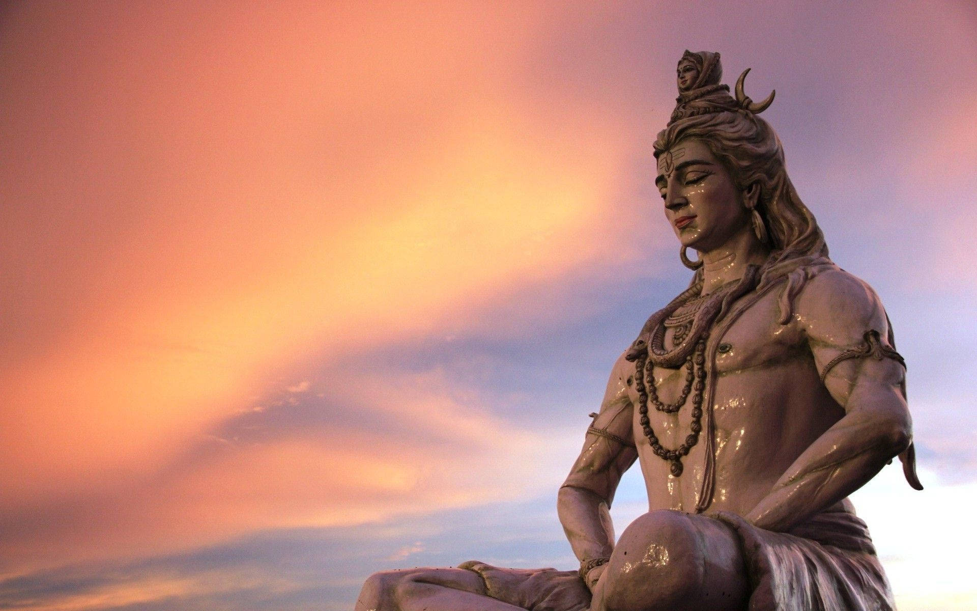 Bholenath HD Shiva mediterer ved solnedgang Bakgrunner