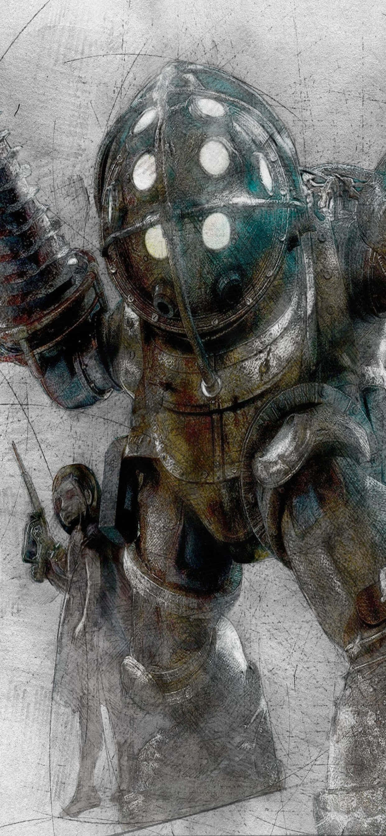 Big Daddy Tegning iPhone Xs Max Bioshock Infinite Bakgrunn Bakgrunner
