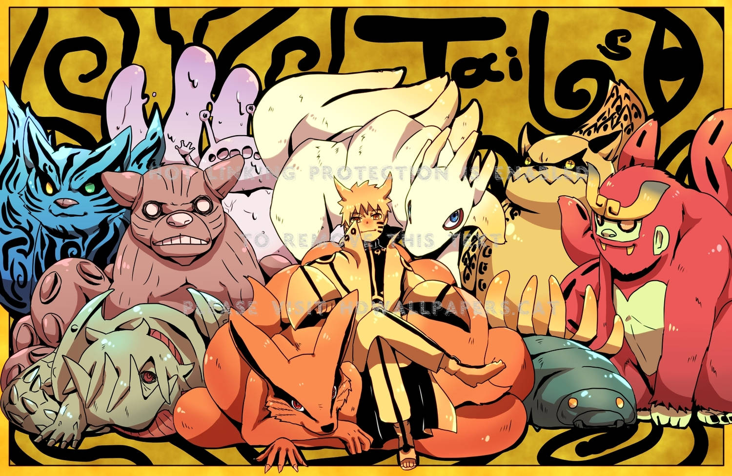 Bijuu Naruto-karakterer Fanart Bakgrunner