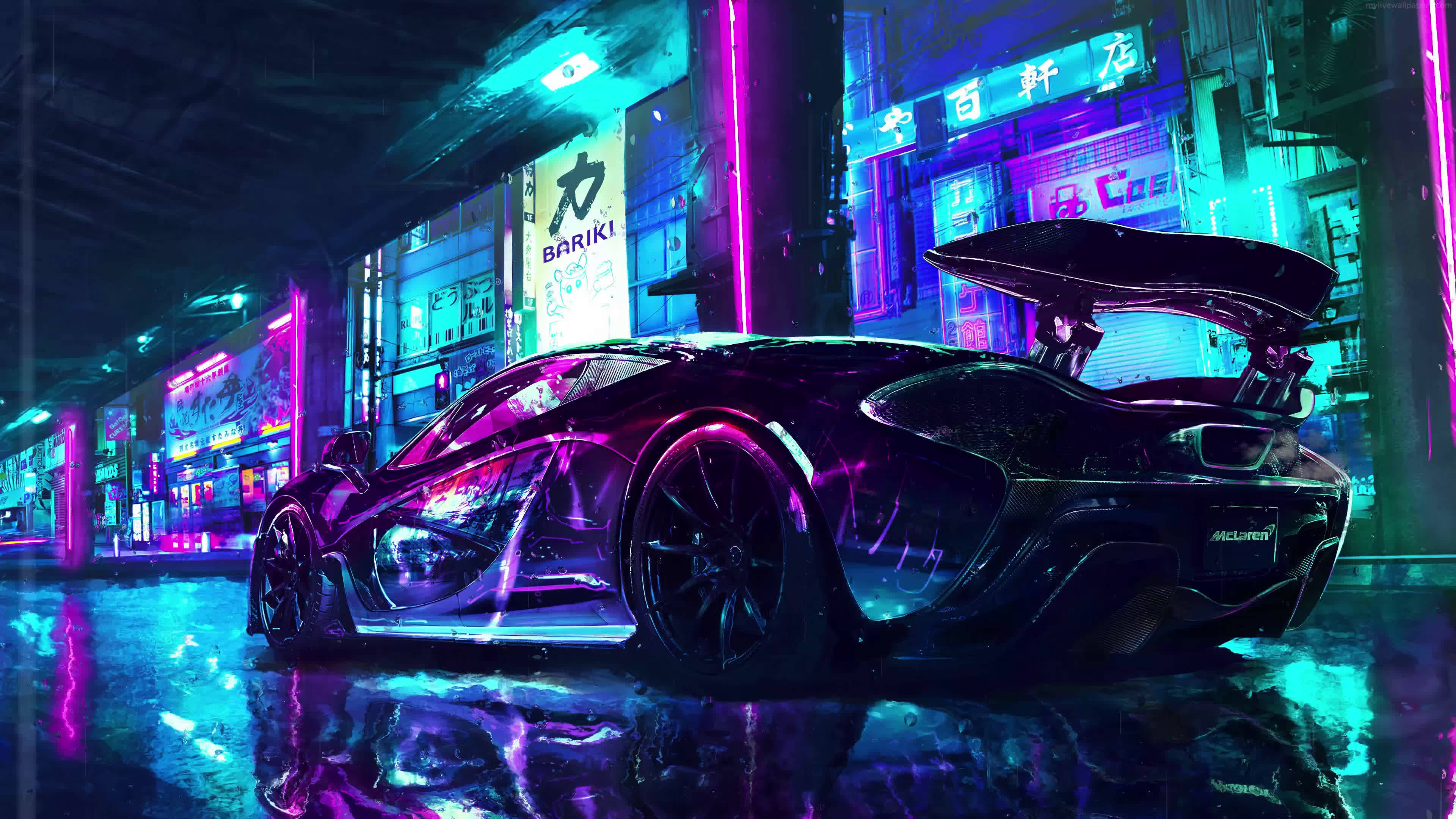 Bil 4K Mclaren Retro Wave Bakgrunner