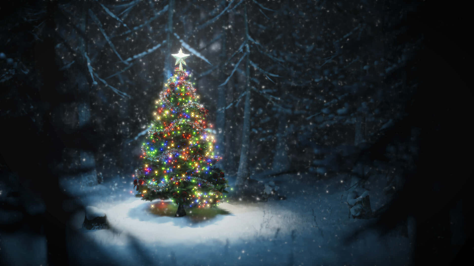 Bilde av juletre med pynt og lys Bakgrunner