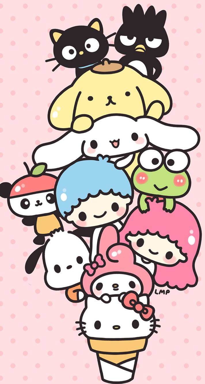 Hello Kitty og venner kawaii Sanrio-bakgrunn.