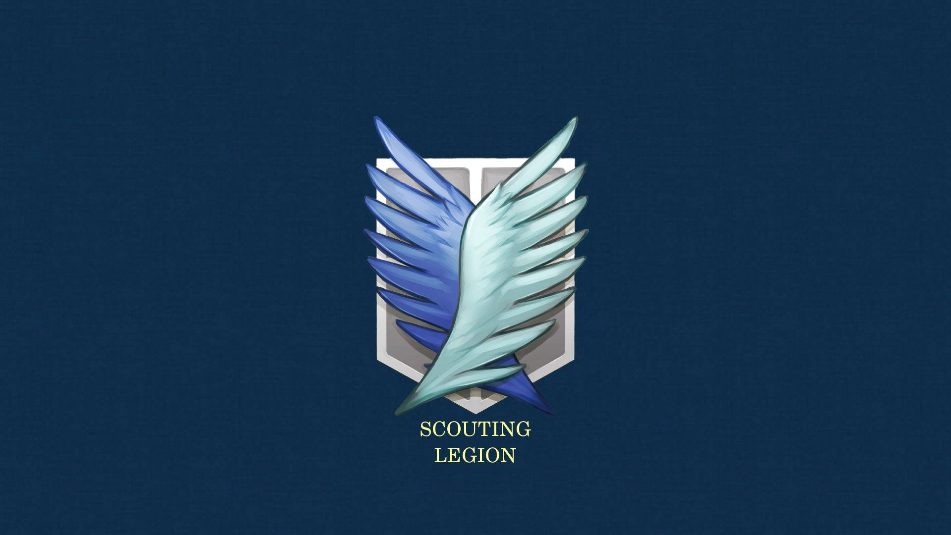Speiderkorpset, også kjent som Scouting Legion, Frihetens vinger-emblem på vanlig blå bakgrunn, Attack on Titan-bakgrunn.
