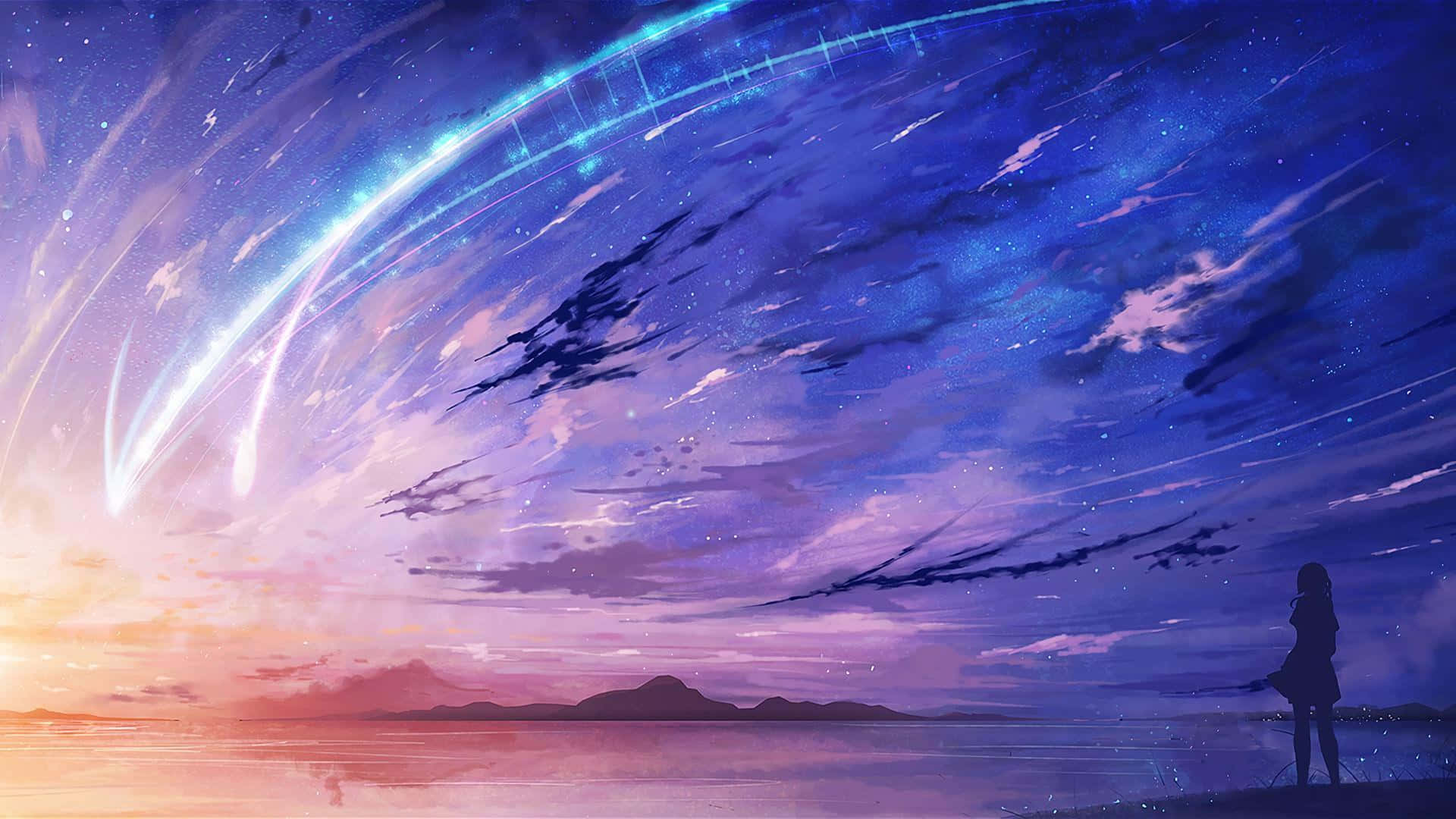 Bilde Surrealistisk scene av en lilla anime-fantasyverden Bakgrunner
