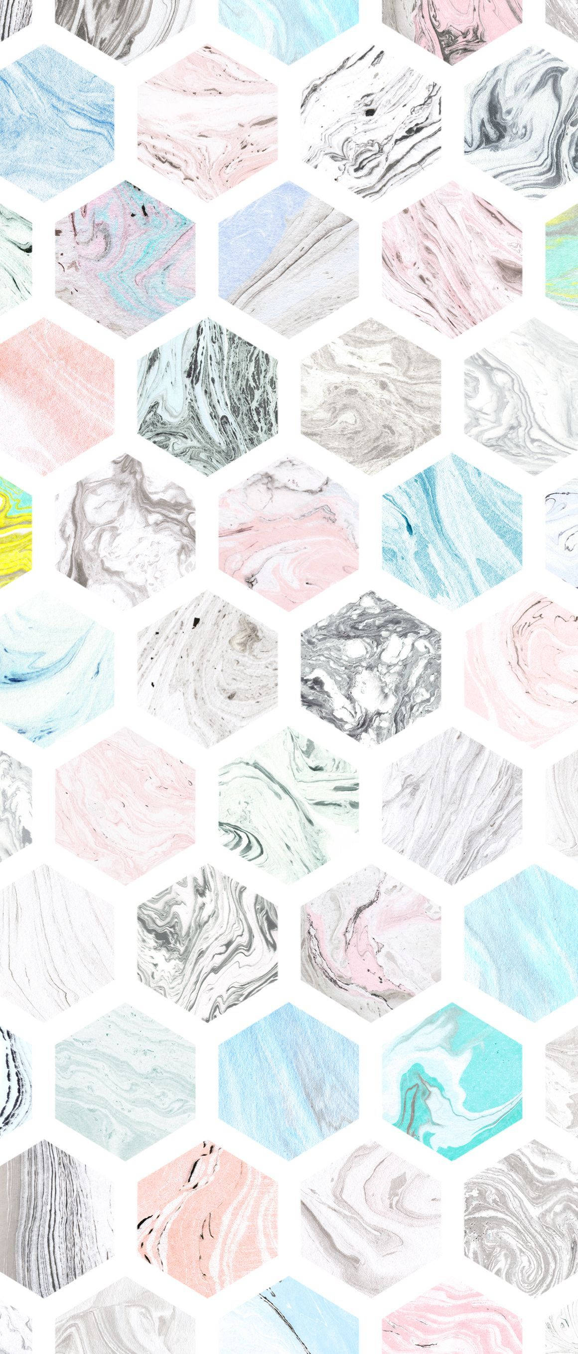 Bildetekst: Elegant Pastell Marmor Sekskantet Mønster på en iPad-skjerm Bakgrunner