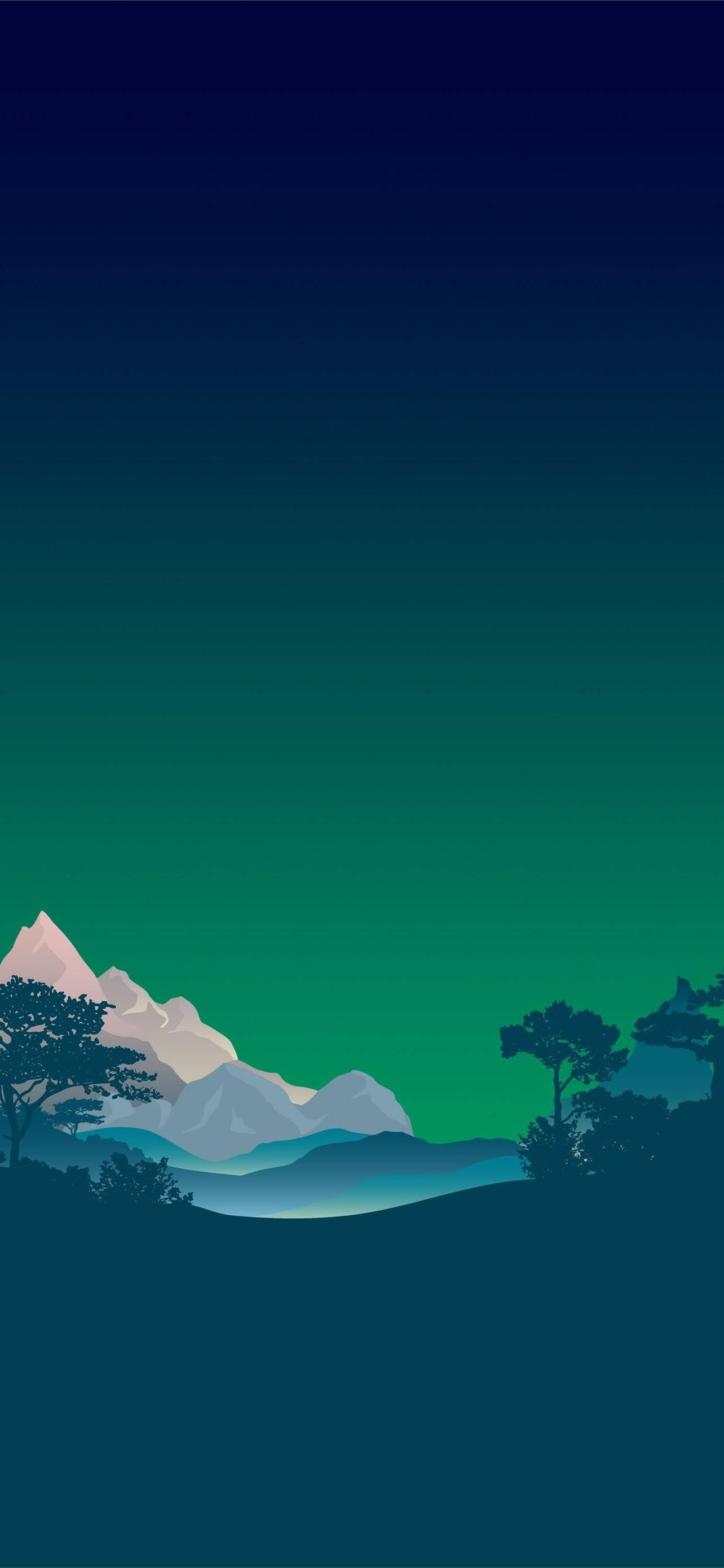 Bildetekst: Fantastisk snødekt fjellgrønn iPhone-bakgrunn Bakgrunner